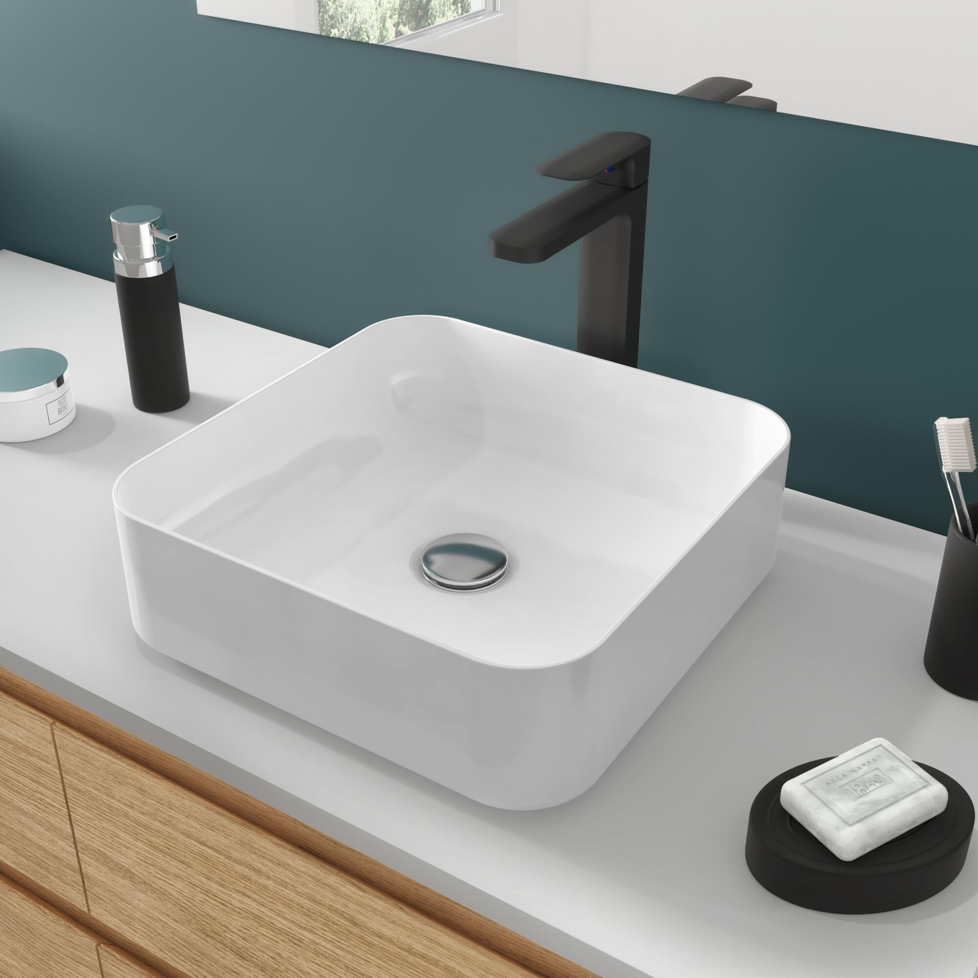 Vasque à poser céramique carré Studio l.36 x P.36 cm blanc brillant - 2