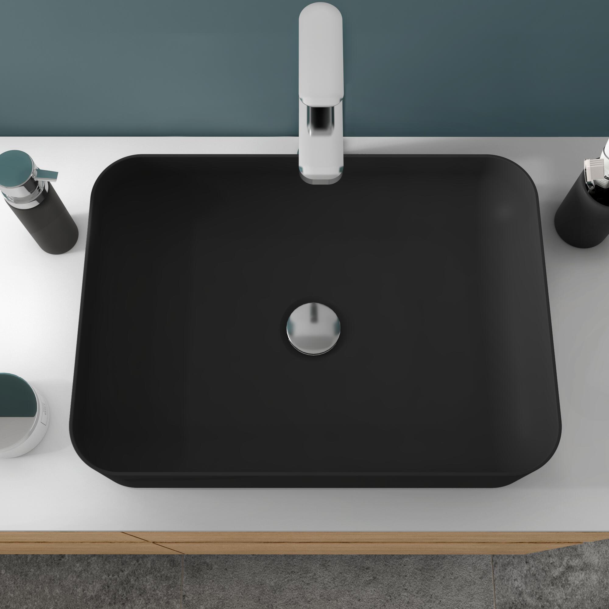 Vasque à poser céramique rectangulaire Studio H.12 x l.50 x P.36 cm noir mat - 7