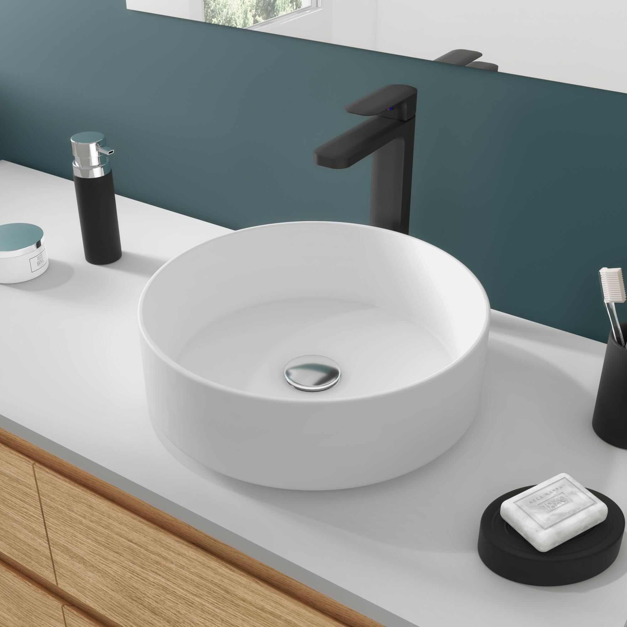 Vasque à poser porcelaine rond Andora Diam.37 cm blanc mat - 4