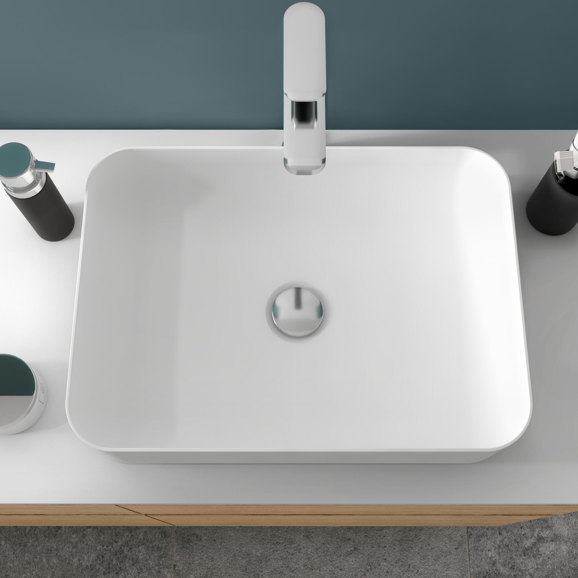 Vasque à poser céramique rectangulaire Studio l.50 x P.36 cm blanc mat - 7