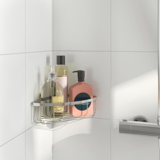 Panier angle de bain / douche à ventouse, chromé, Esssential