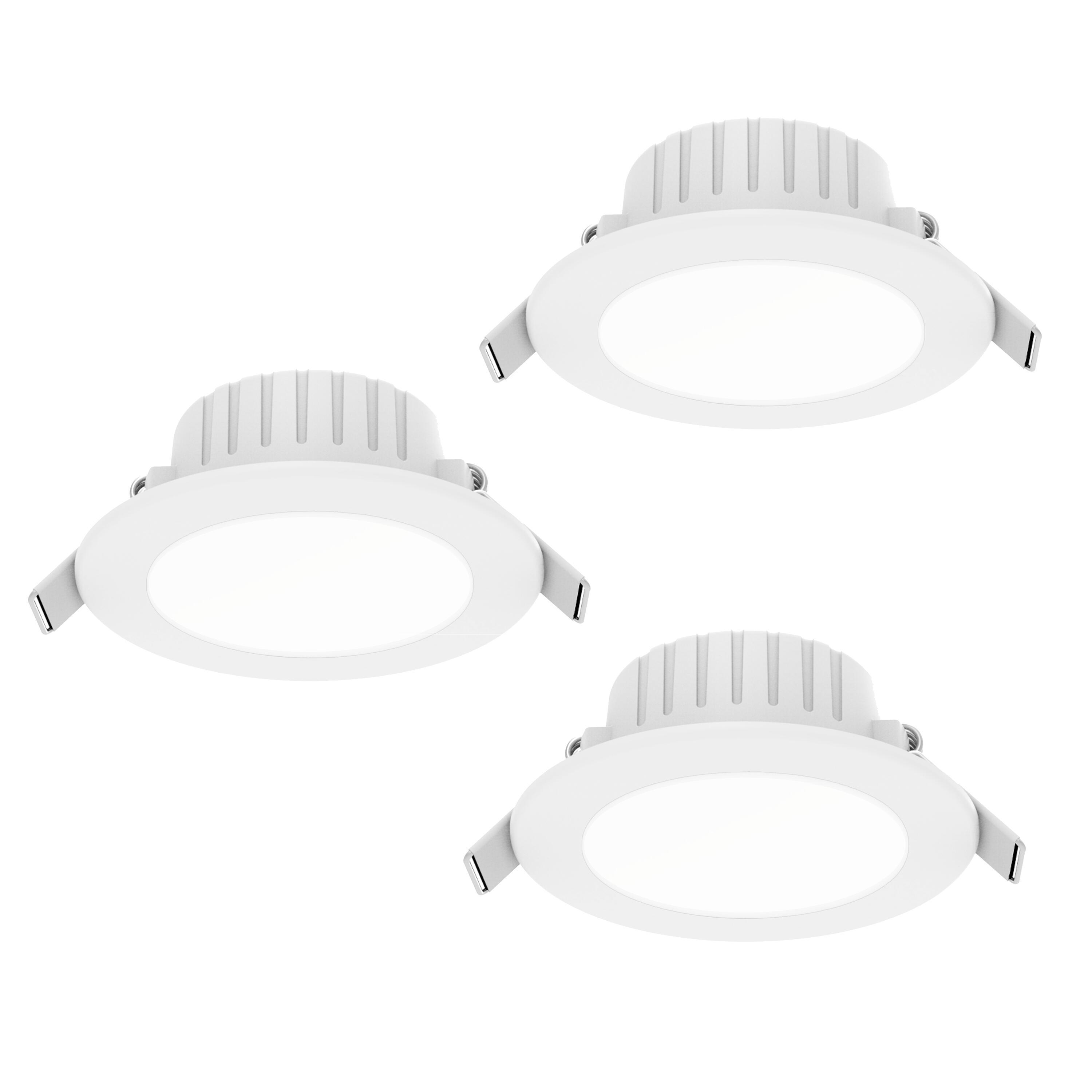 Kit 3 spots à encastrer fixe Flat led intégrée D8.5, 4000K INSPIRE rond blanc - 3