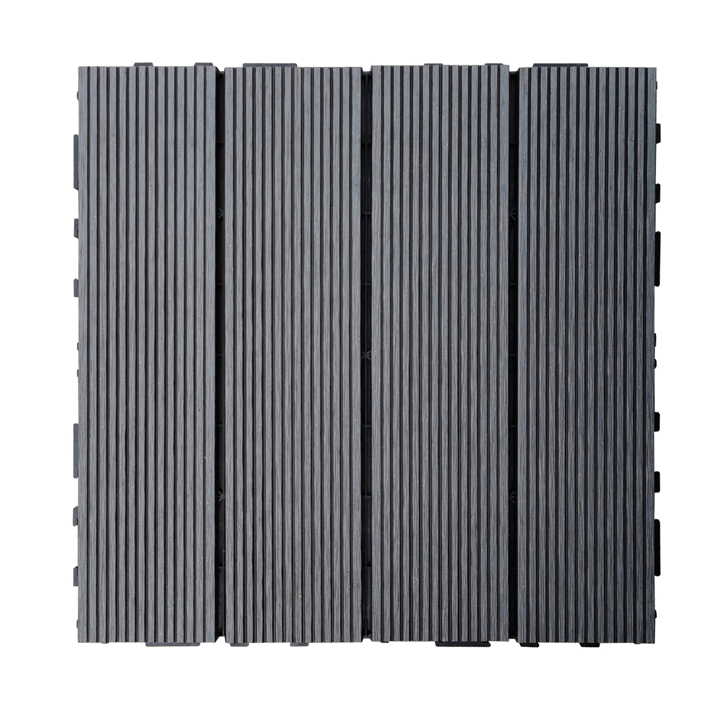 Dalle clipsable composite résine et bois Renala, gris, L.30 x l.30 cm x Ep.23 mm - 5
