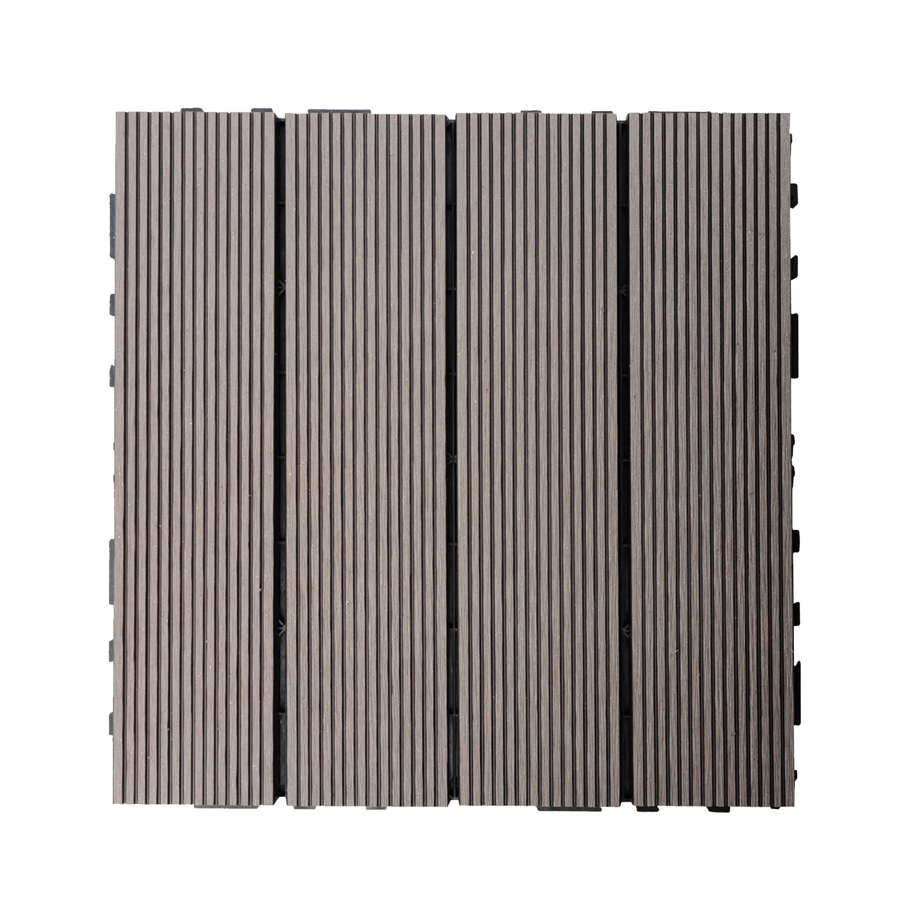 Dalle clipsable composite résine et bois Renala, marron, L.30 x l.30 x Ep.23 mm - 2