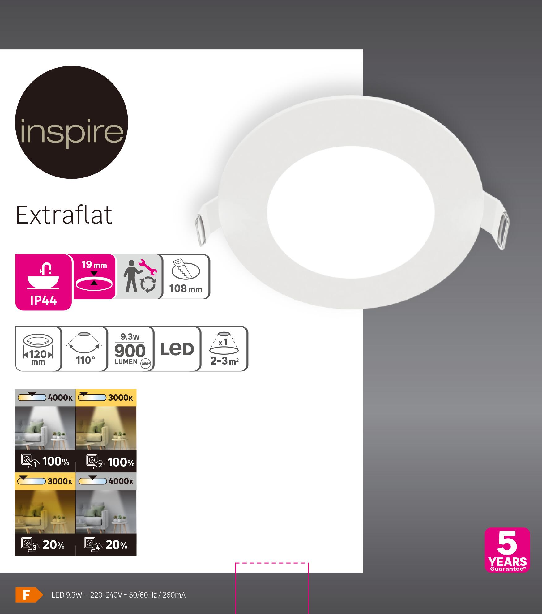 Spot à encastrer Extraflat led, changement d'intensité et de blancs, D12 blanc - 8