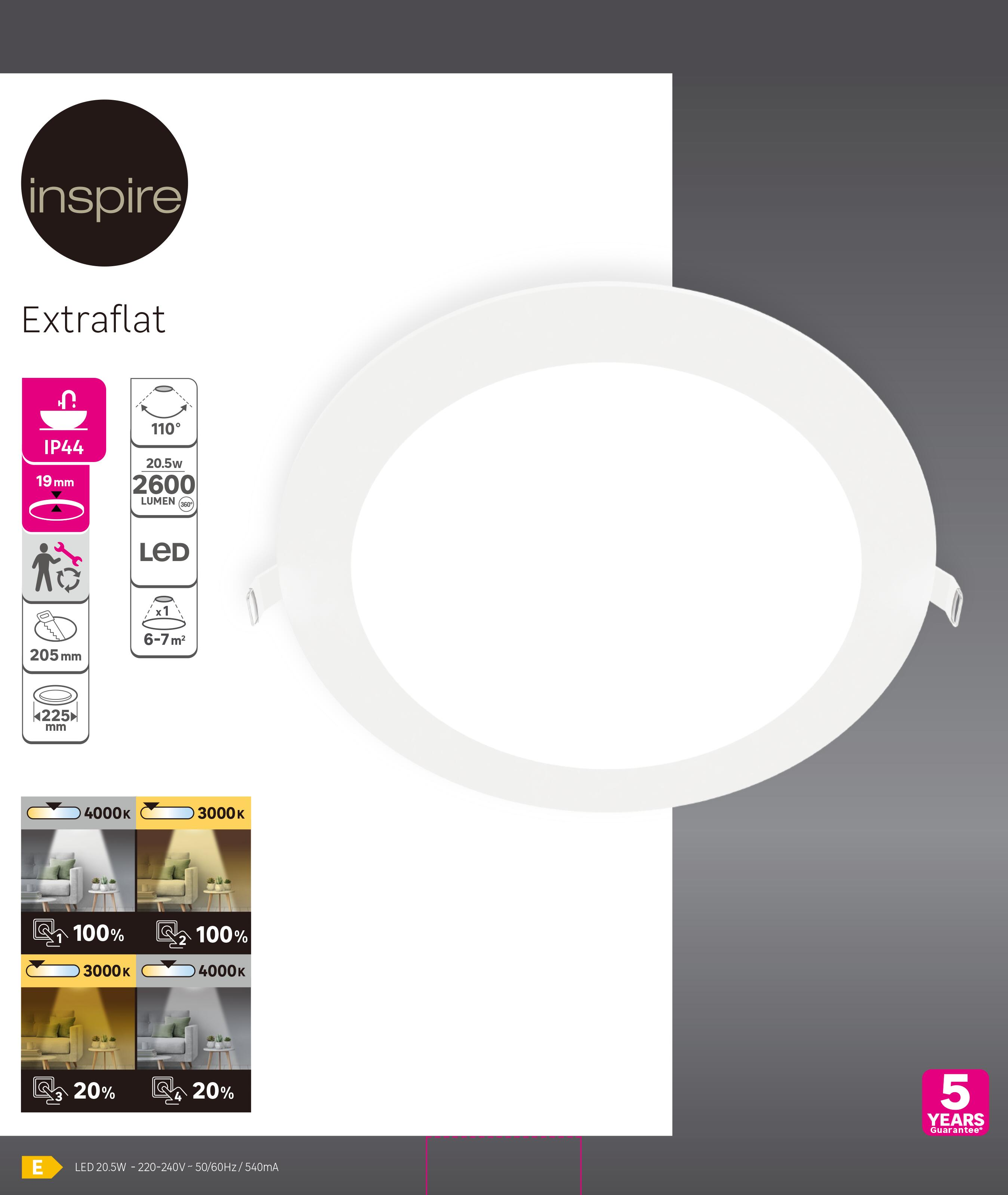 Spot à encastrer Extraflat led, changement d'intensité et de blancs, D22.5 blanc - 11