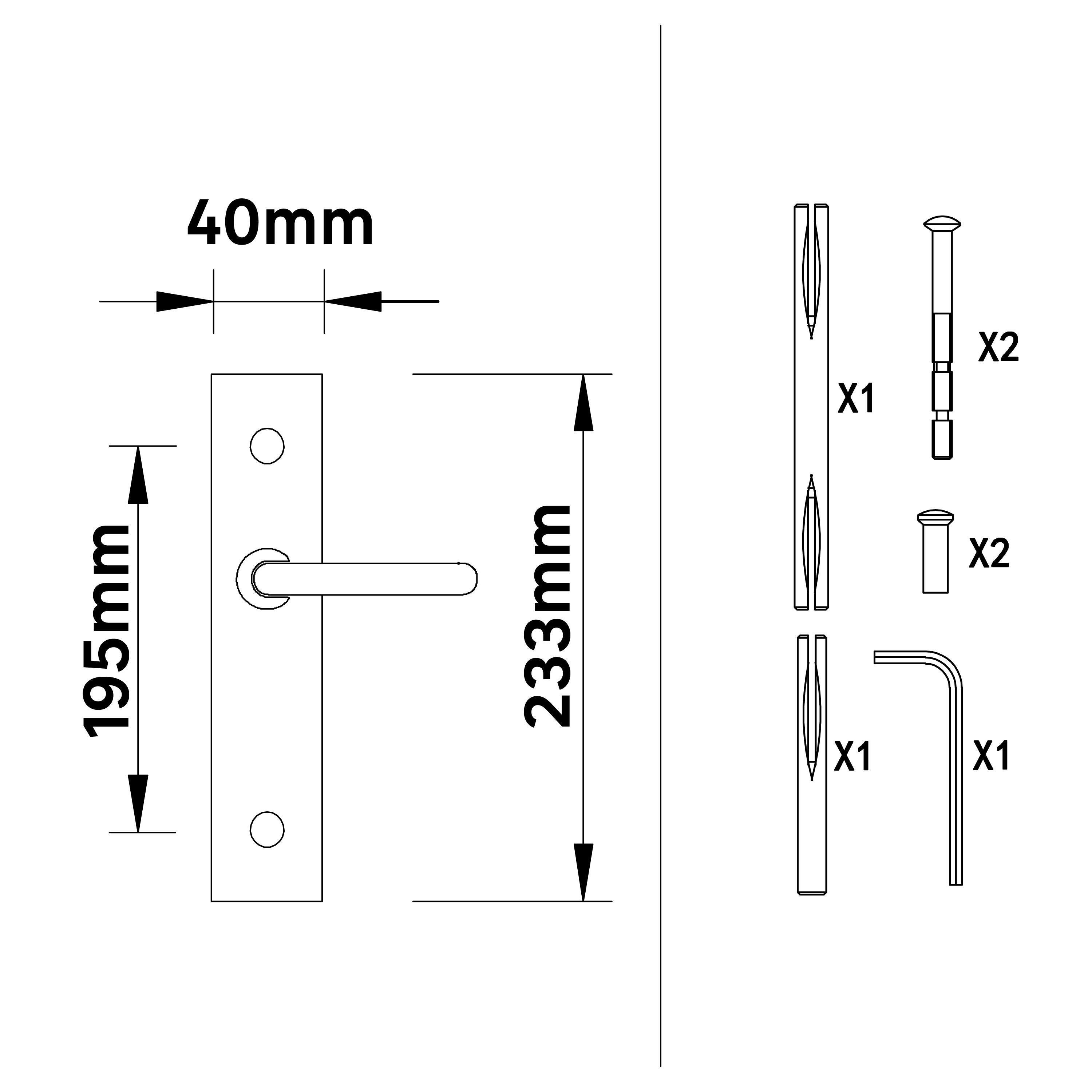 2 poignées sur plaque à condamnation Sophie zamak brillant, entraxe 195 mm - 6