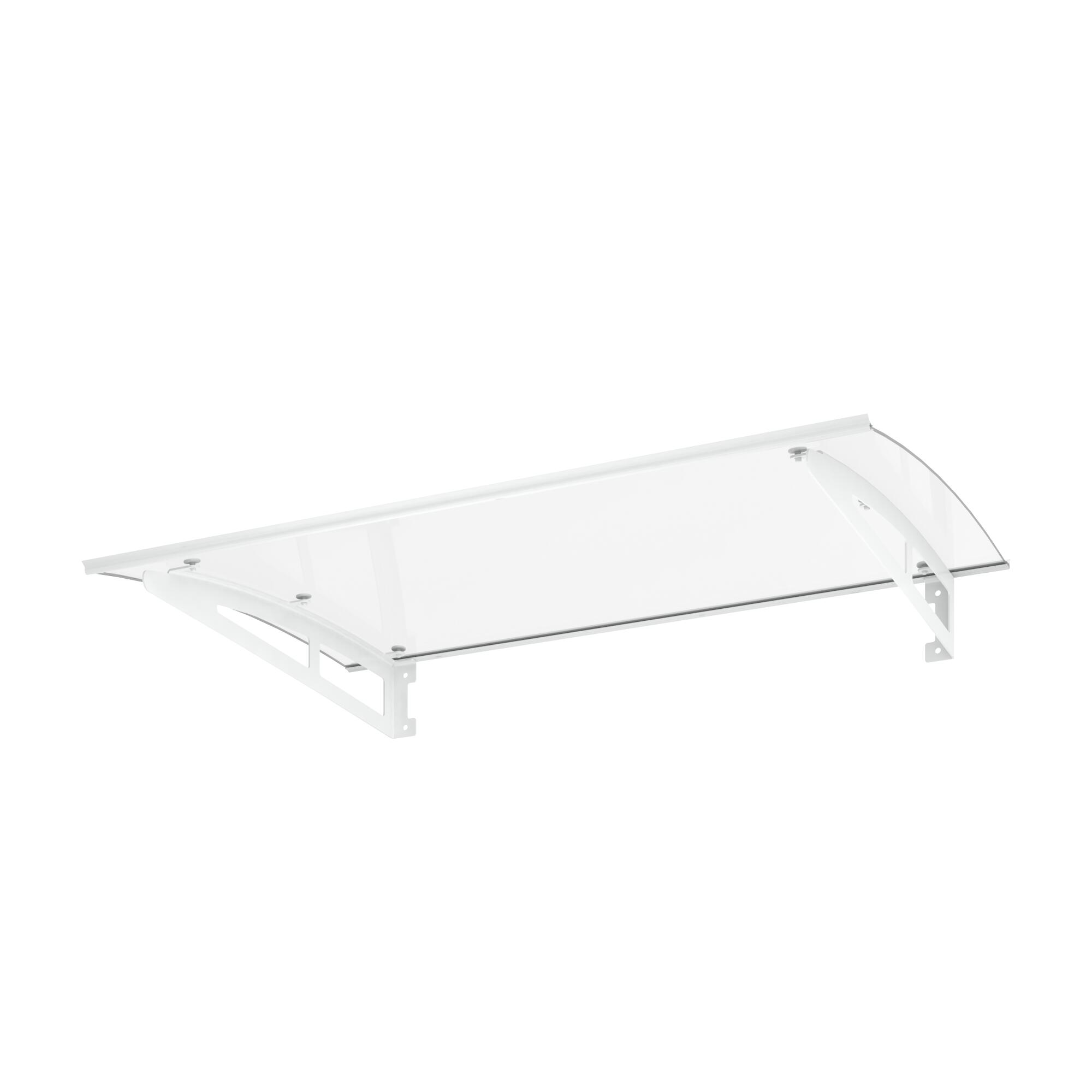 Auvent de porte d'entrée alu blanc Neva, l.150 x H.16.5 x P.90 cm - 5
