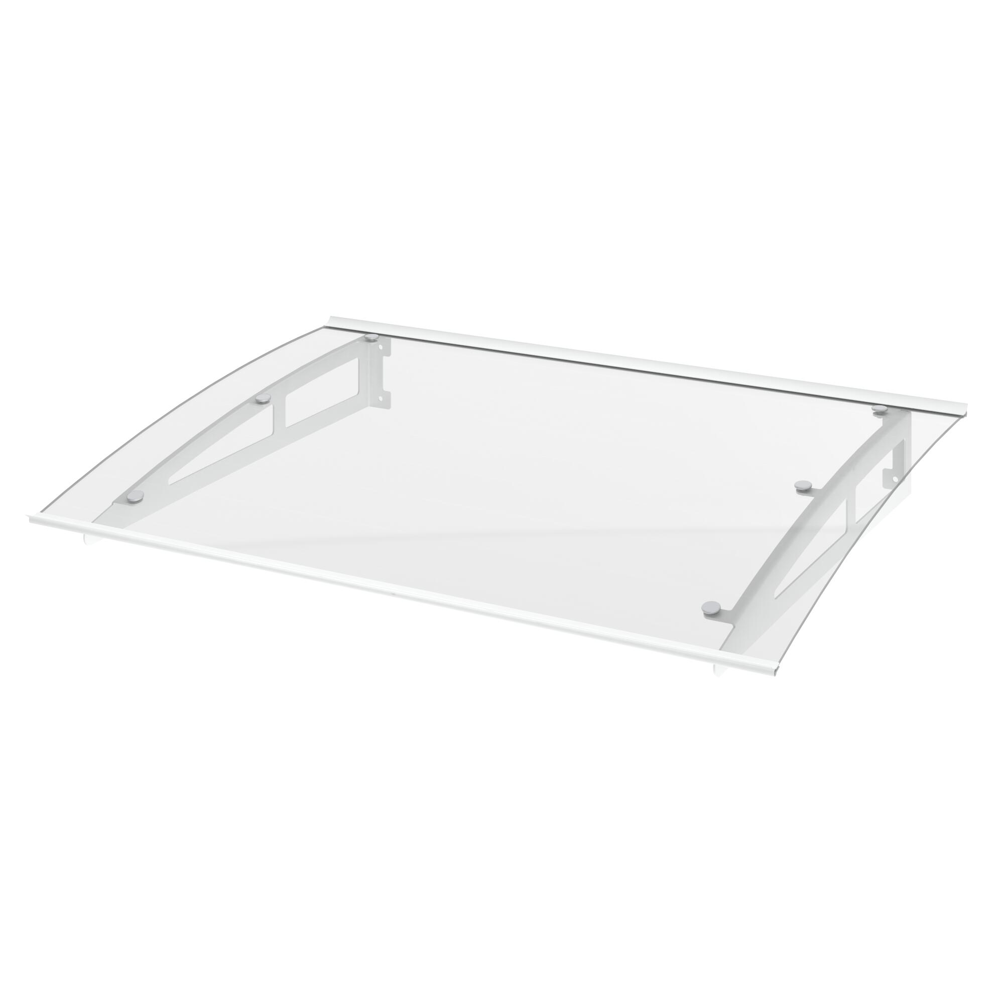 Auvent de porte d'entrée alu blanc Neva, l.150 x H.16.5 x P.90 cm - 4