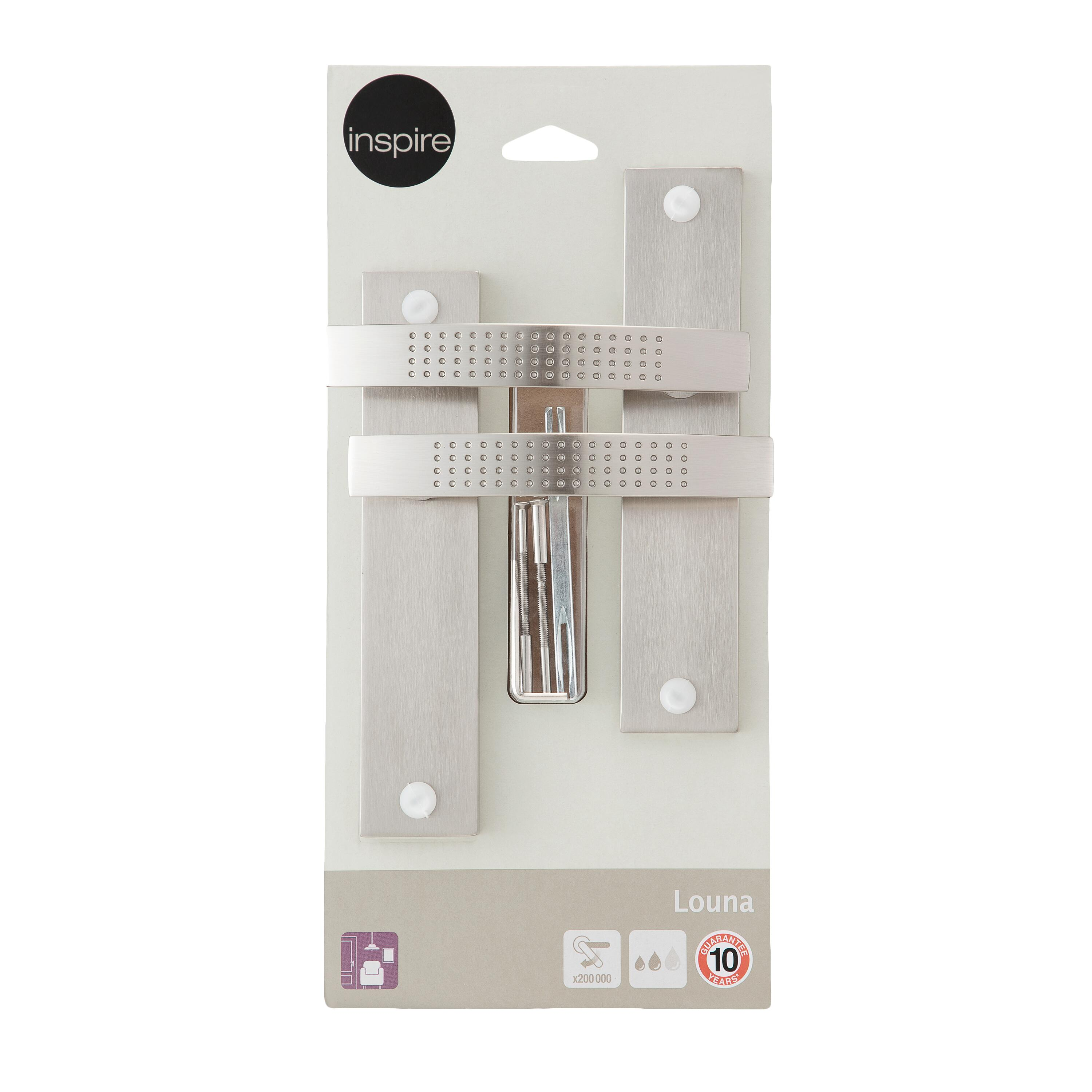 2 poignées sur plaque sans trou Louna aluminium nickel brillant, entraxe 165 mm - 6