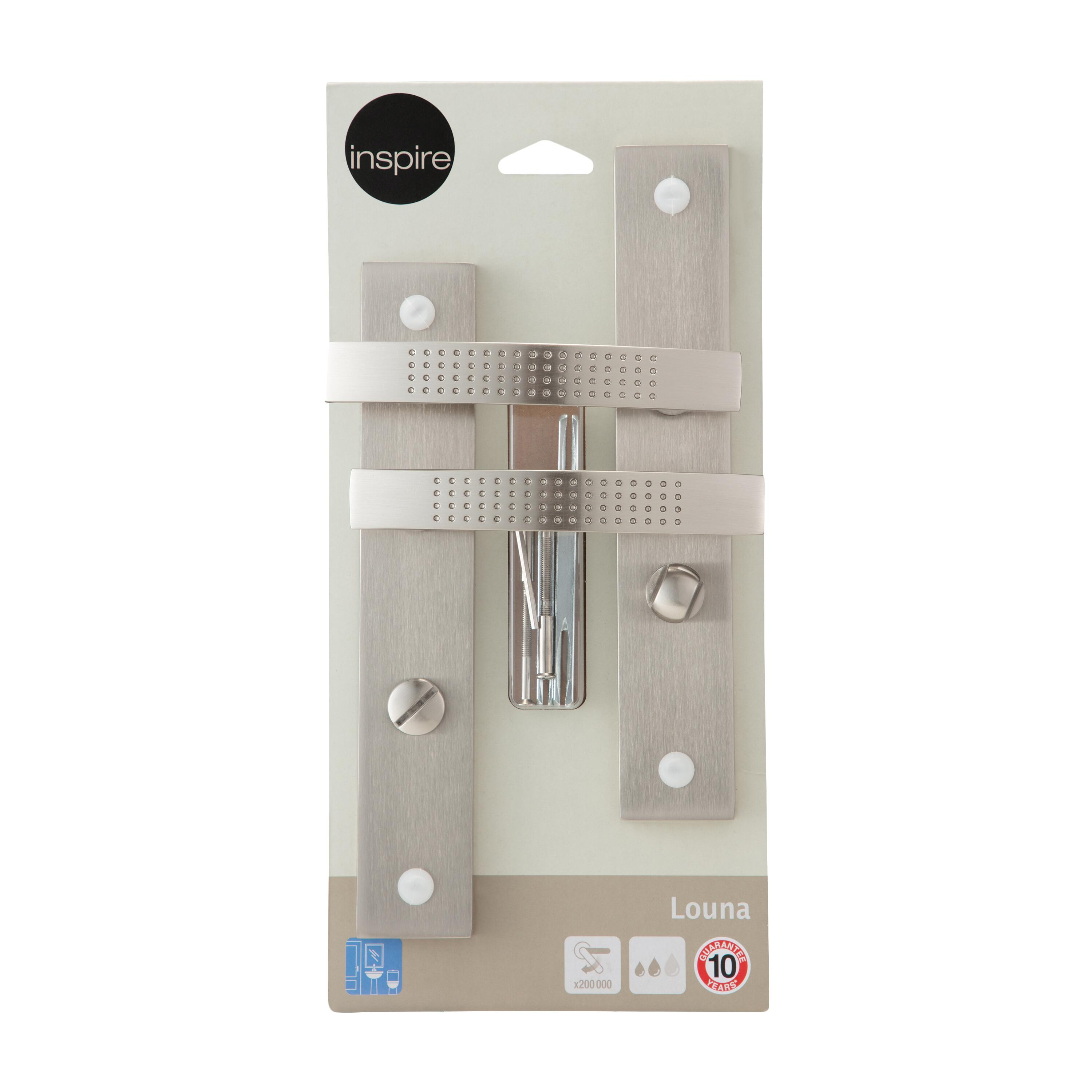 2 poignées sur plaque à condamnation Louna alu nickel brillant, entraxe 195 mm - 7