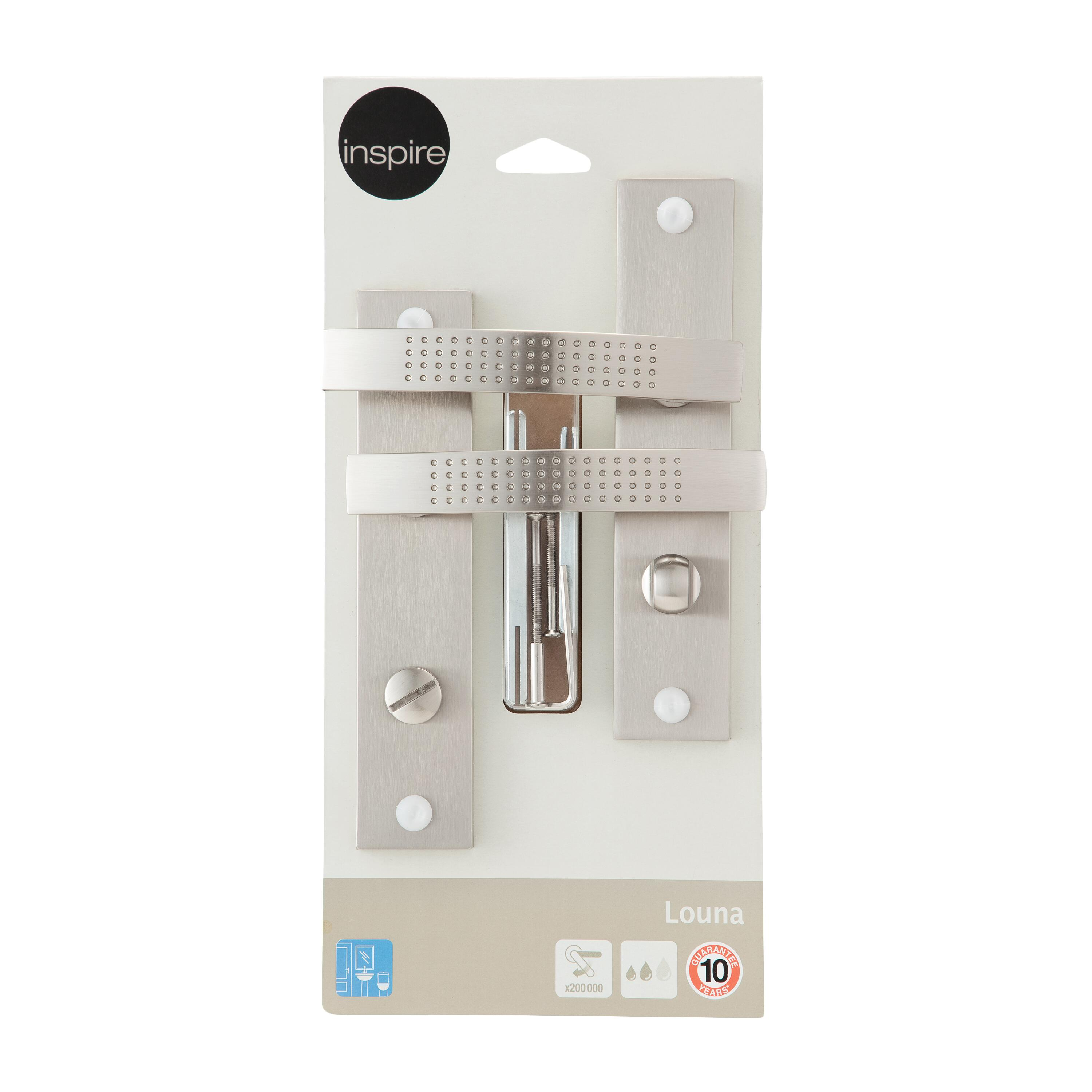 2 poignées sur plaque à condamnation Louna alu nickel brillant, entraxe 165 mm - 6