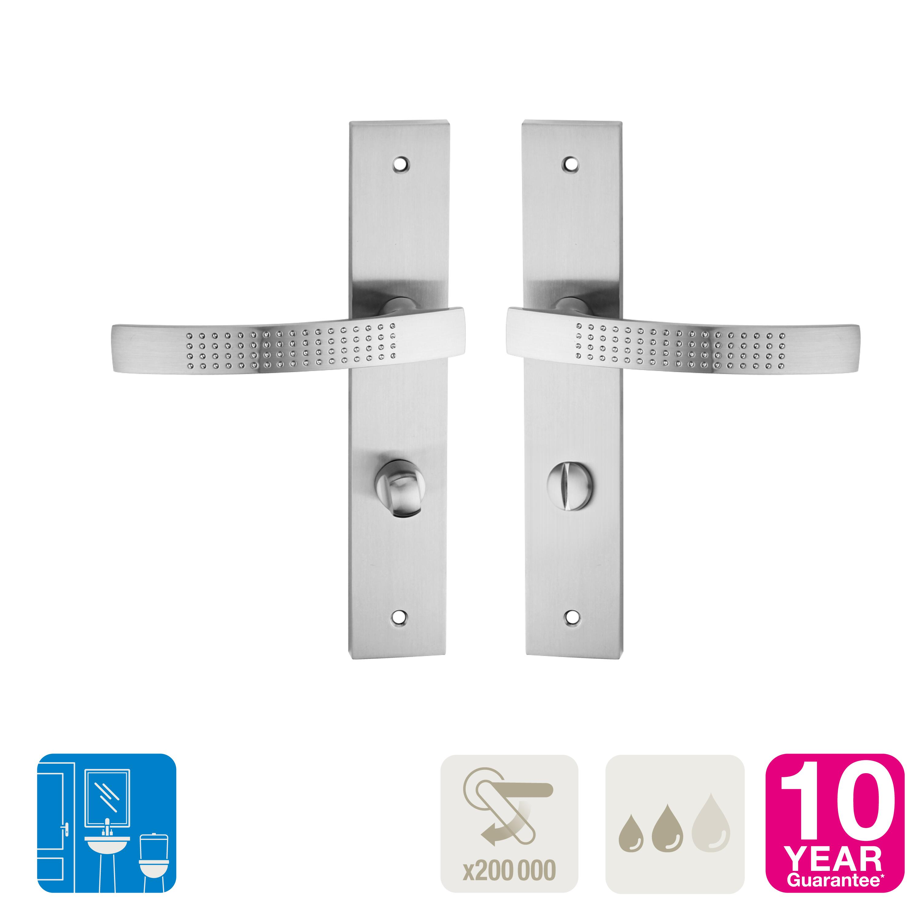 2 poignées sur plaque à condamnation Louna alu nickel brillant, entraxe 195 mm - 6