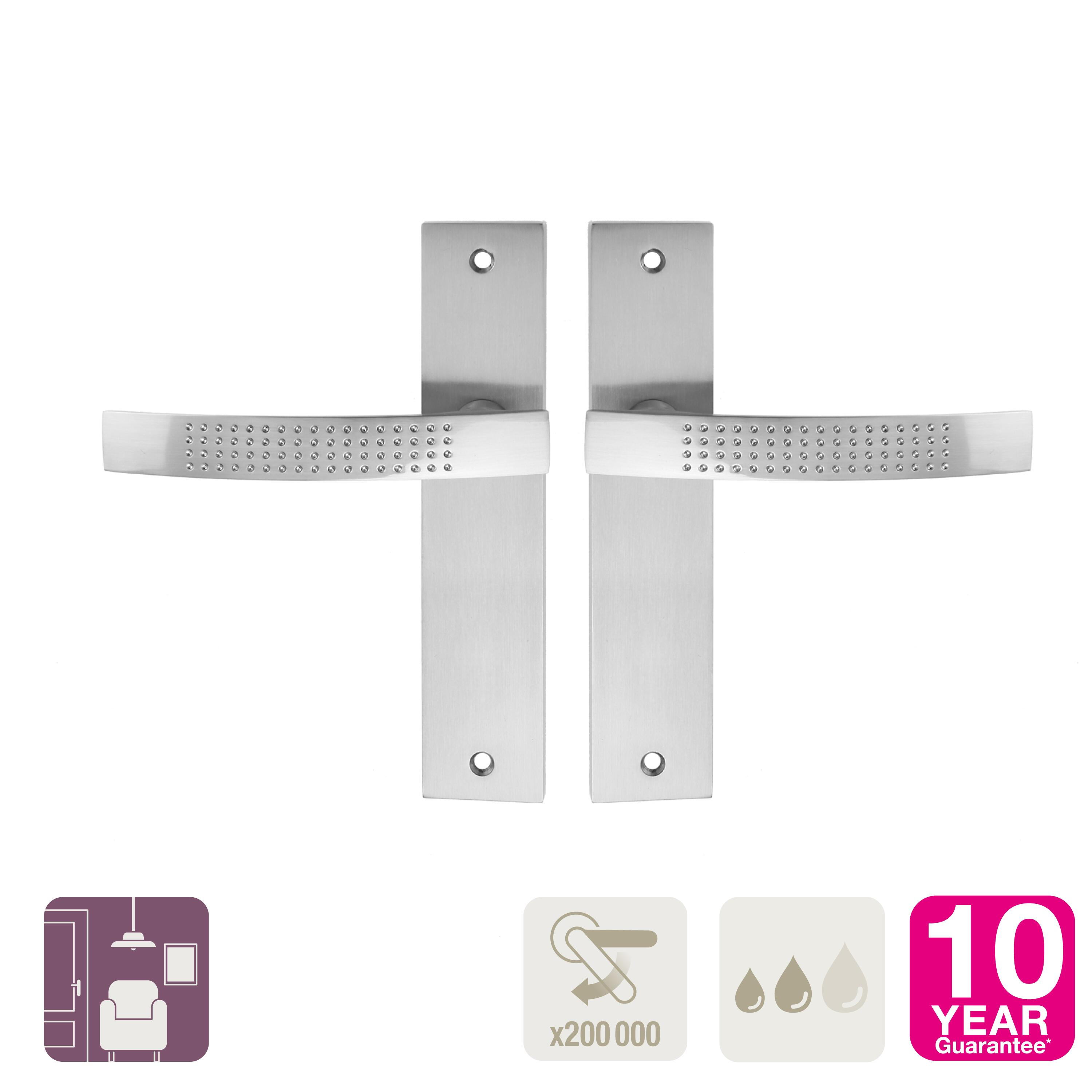 2 poignées sur plaque sans trou Louna aluminium nickel brillant, entraxe 165 mm - 5