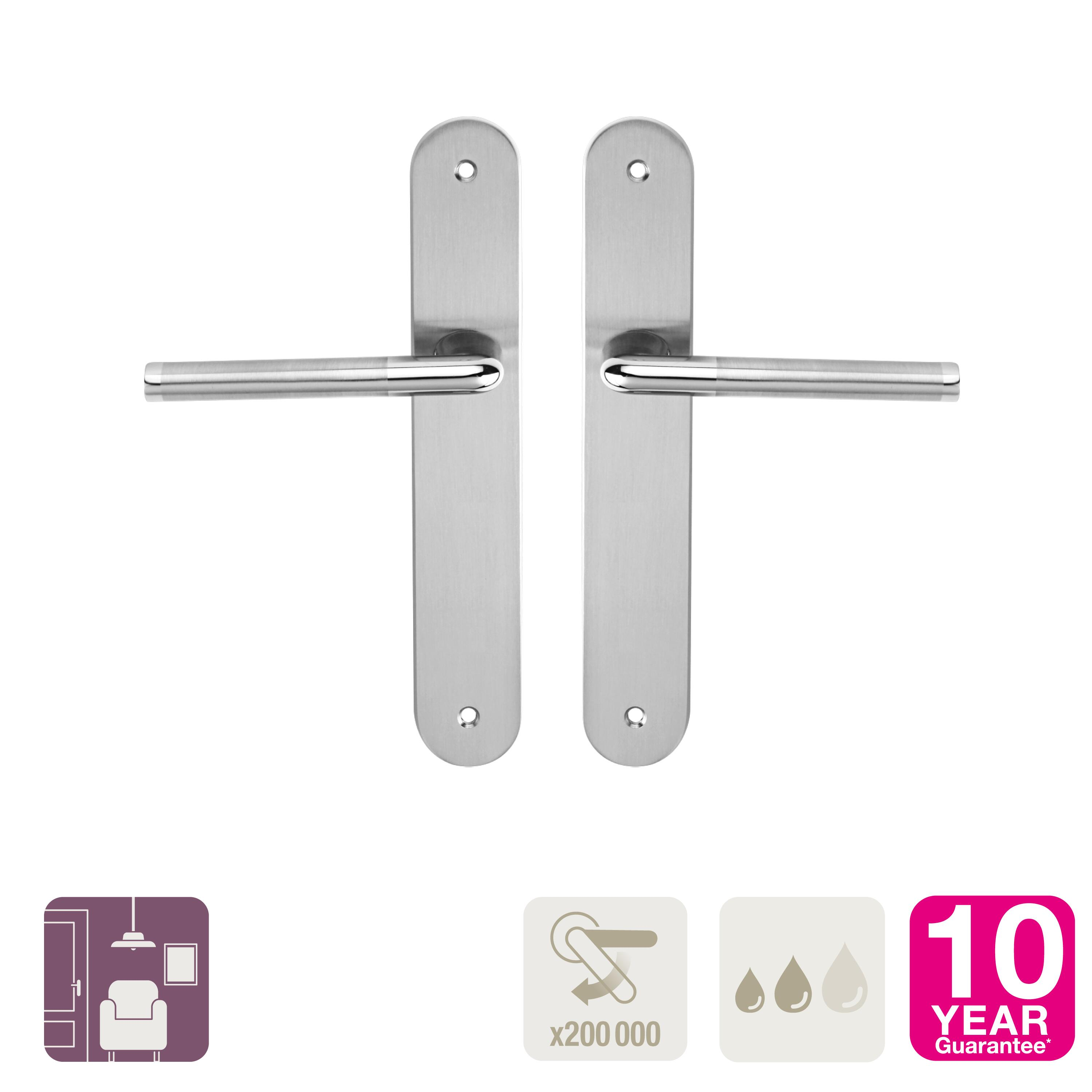 2 poignées sur plaque sans trou Sophie zamak nickel brillant, entraxe 195 mm - 5