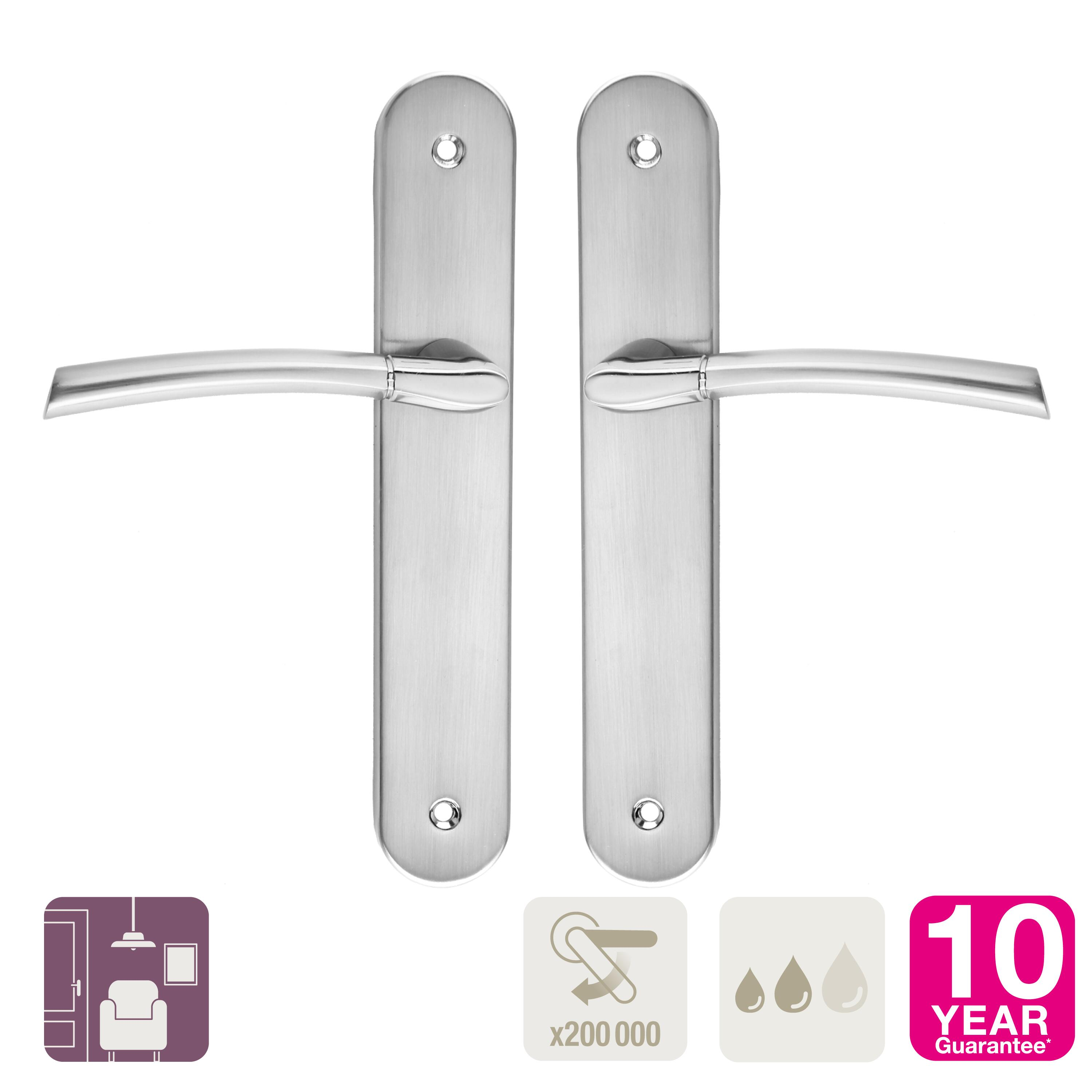 2 poignées sur plaque sans trou Eina zamak nickel brillant, entraxe 195 mm - 4