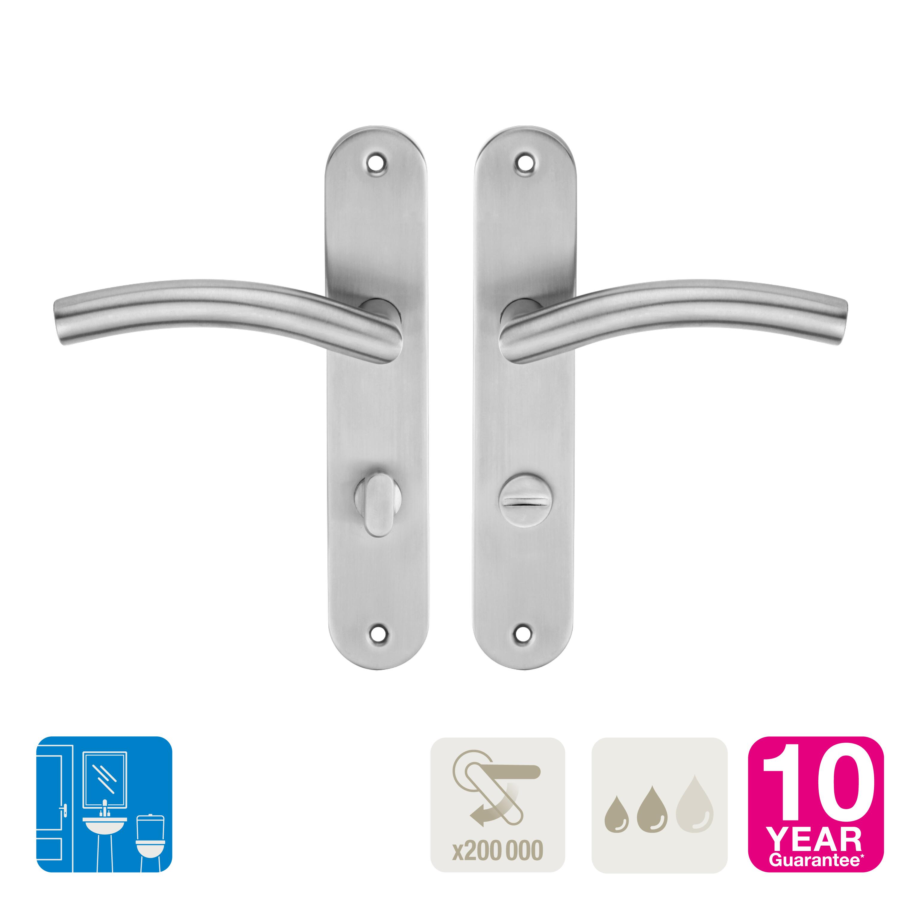 2 poignées sur plaque à condamnation Margaud acier inox brillant, entraxe 195 mm - 5