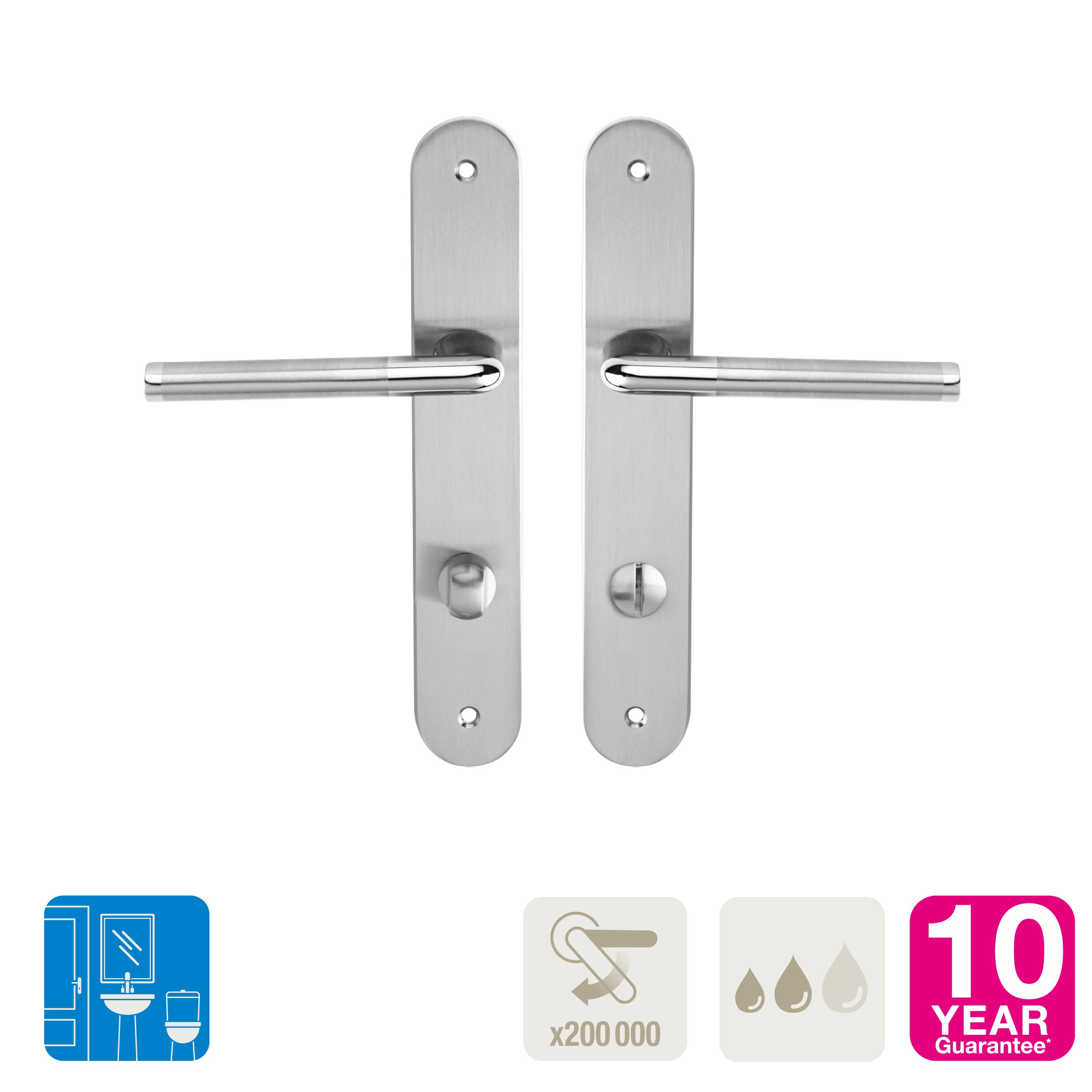 2 poignées sur plaque à condamnation Sophie zamak brillant, entraxe 195 mm - 4