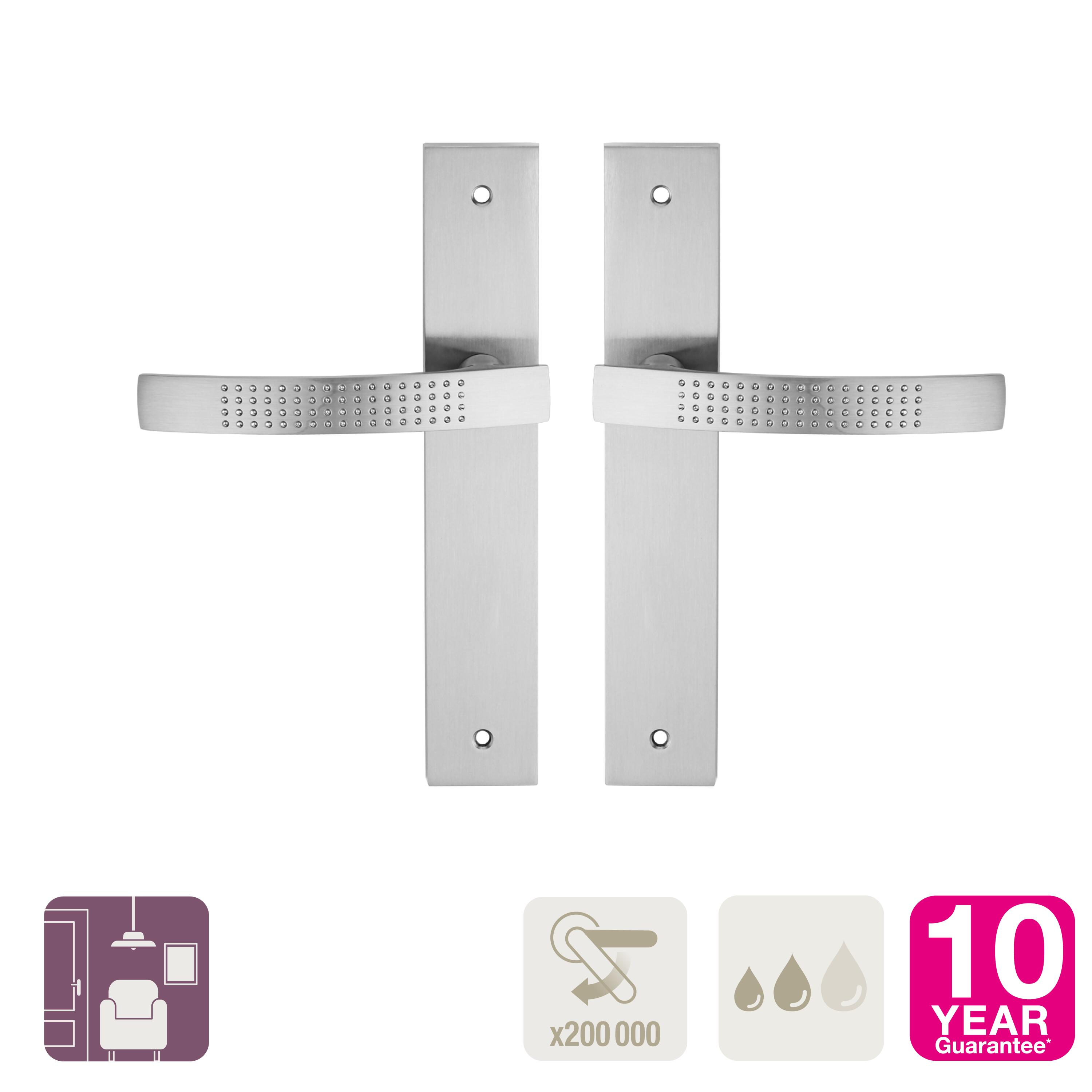 2 poignées sur plaque sans trou Louna aluminium nickel brillant, entraxe 195 mm - 5