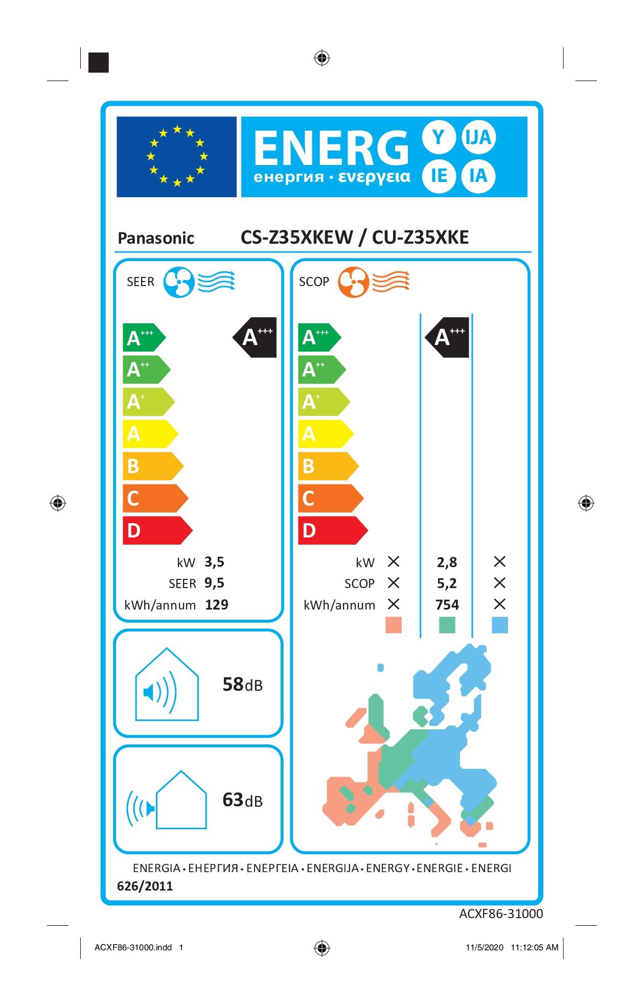 Unità interna condizionatore PANASONIC 12000 BTU WIFI serie CS-Z35XKEW - 3