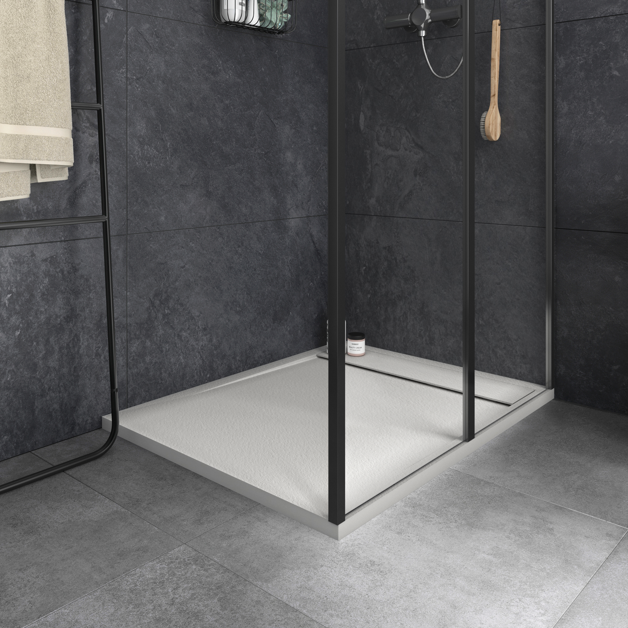 Base de duche NEO CARGA MINERAL BRANCA 100X80CM - 3