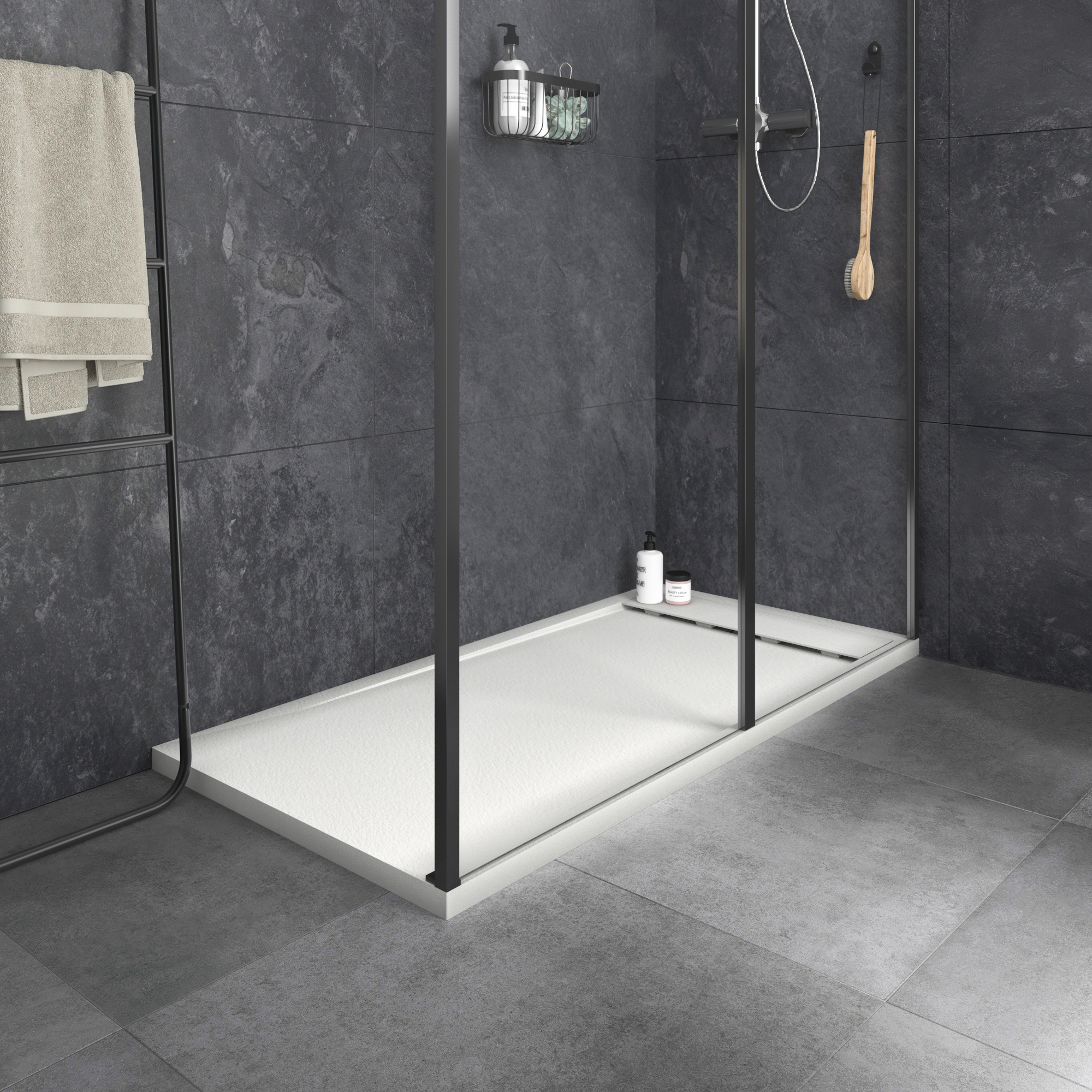 Base de duche SENSEA NEO CARGA MINERAL BRANCA 160X70CM - 5