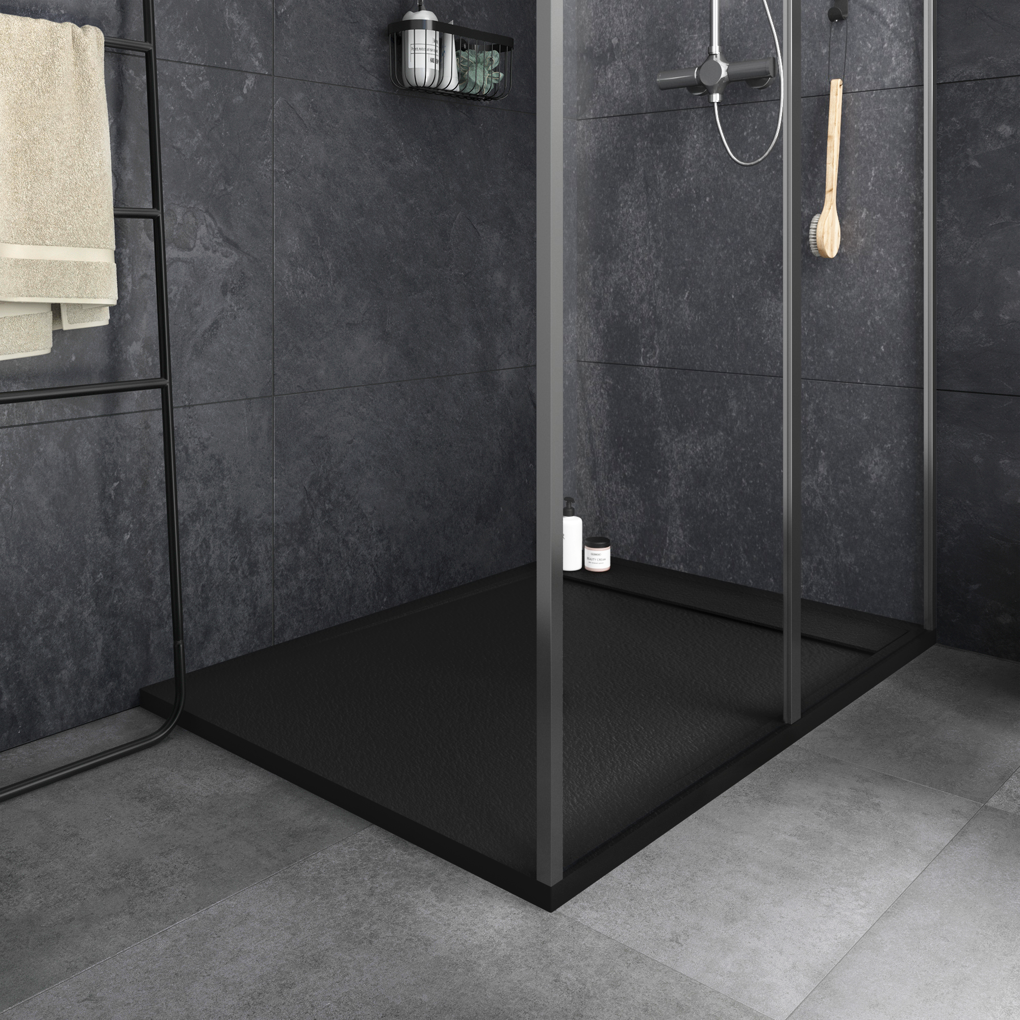 Base de duche SENSEA NEO CARGA MINERAL PRETA 120X80CM - 19