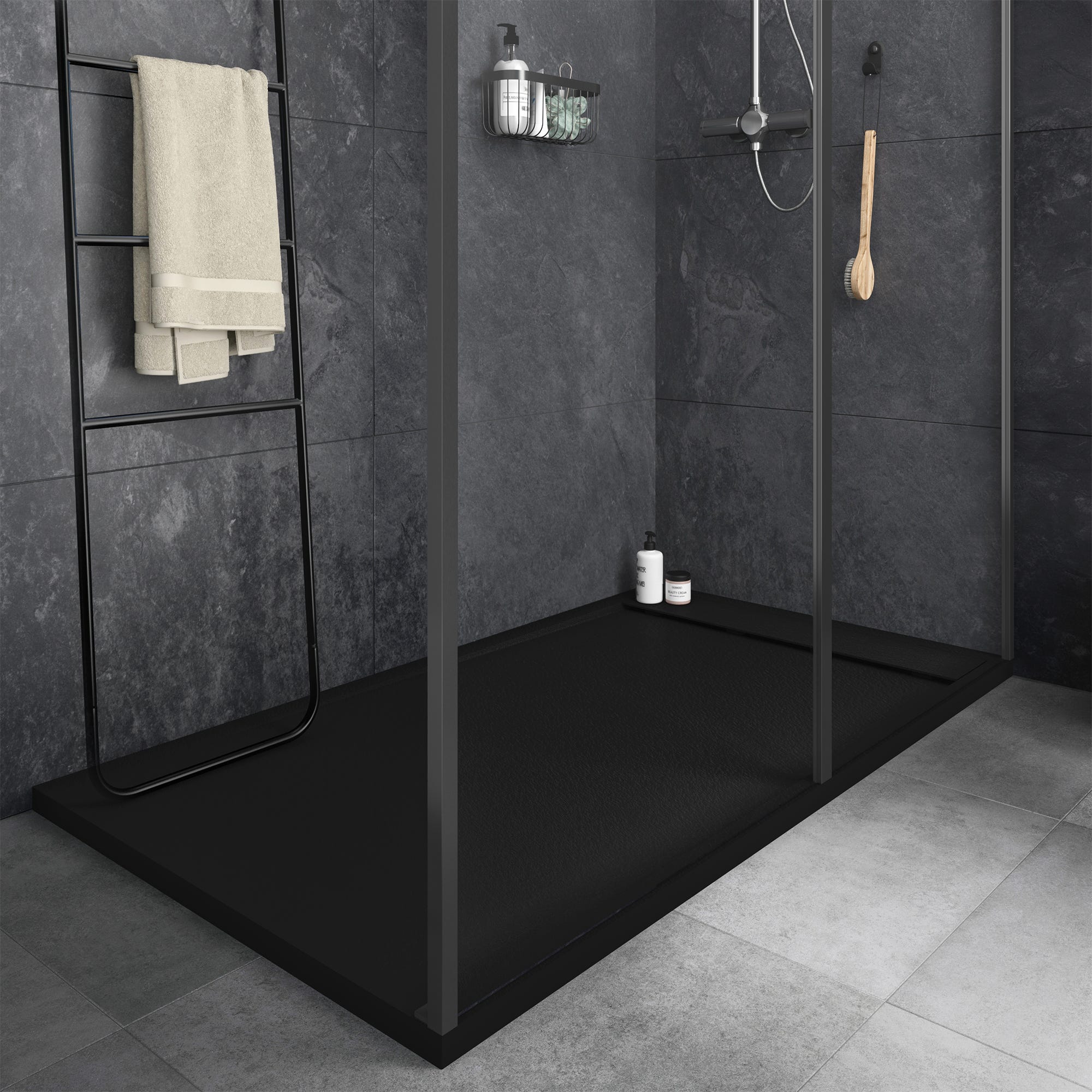 Base de douche noire svelte ultra mince 48 X 36 Base de douche noire svelte ultra mince 48 X 36
