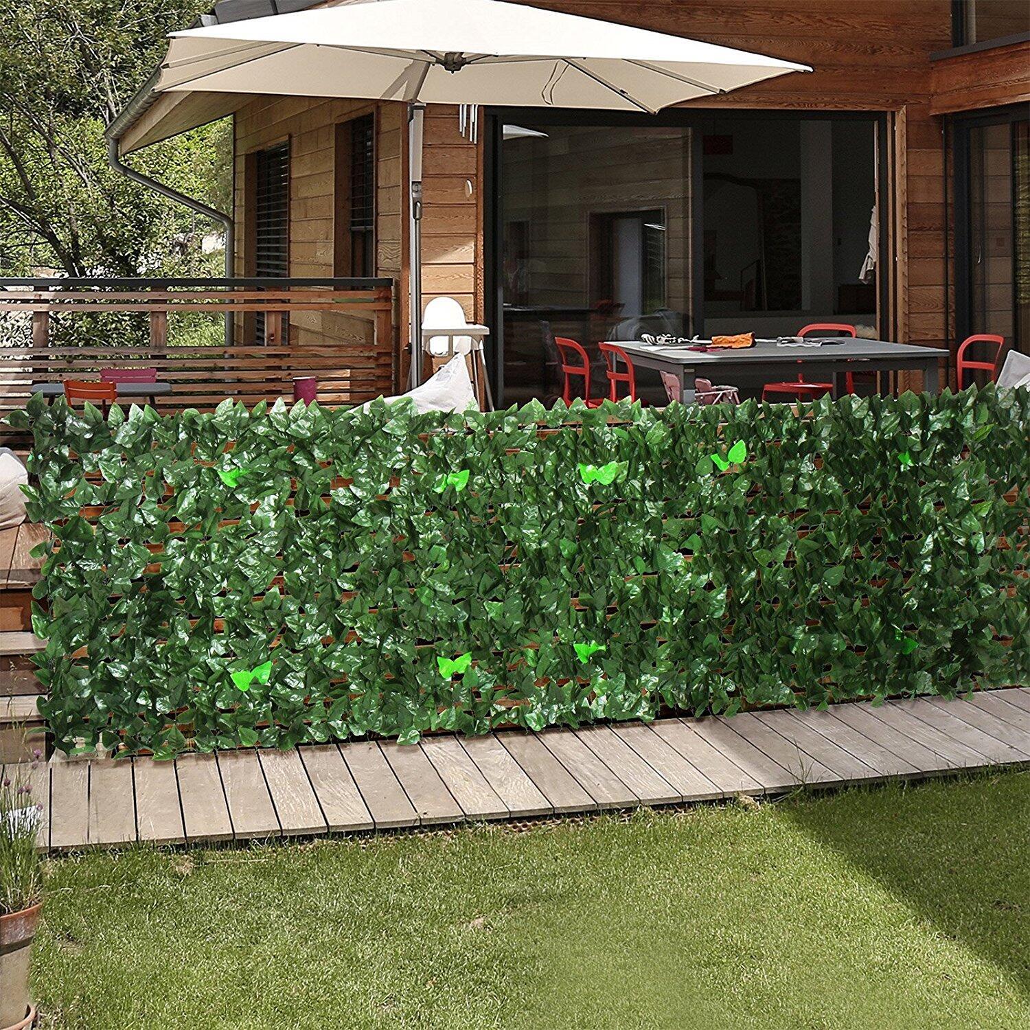 Pannello di siepe artificiale, parete per piante artificiali, erba sintetica, pannelli verdi per giardino, terrazza, balcone, parete, recinzione, resistente ai raggi UV, facile da installare, 60 x 40