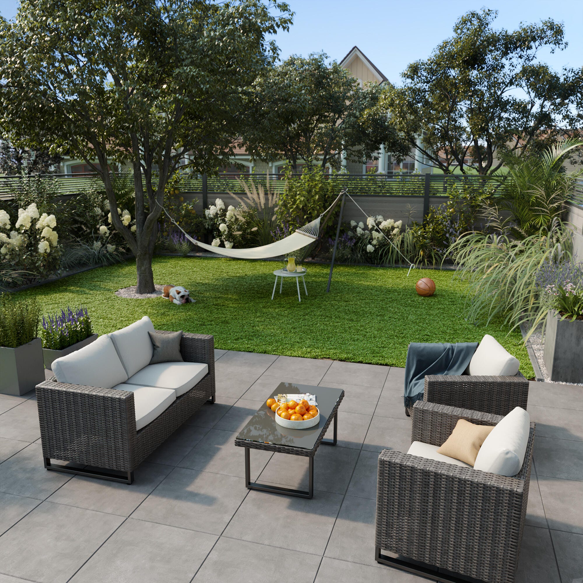 Salotto da giardino Noa NATERIAL in rattan sintetico antracite con ...