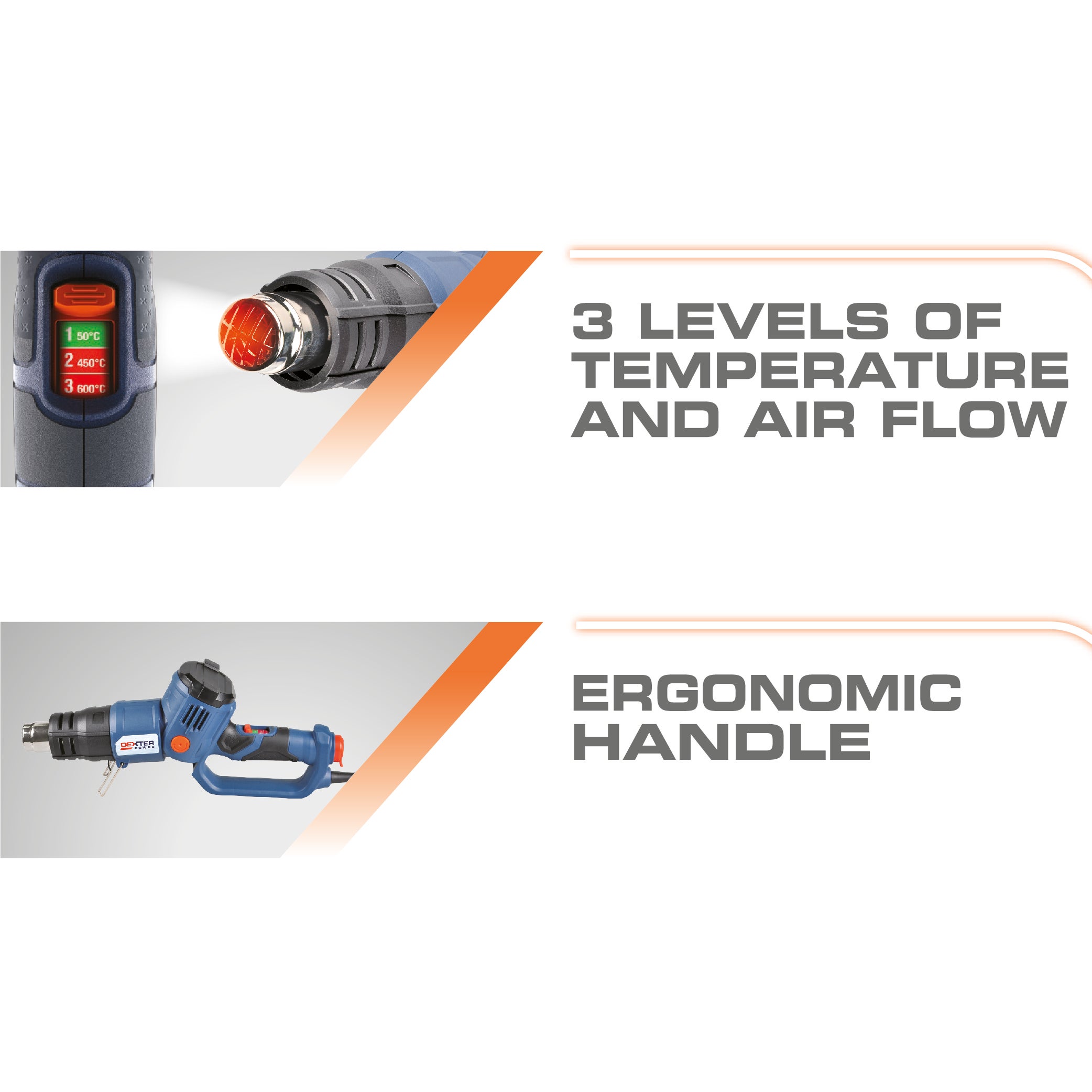 Soprador de ar quente 2000 W 50-600 ºC Dexter Power - 8