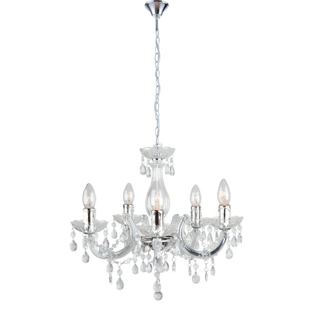 Lampadario Neoclassico Houston trasparente 5x E14 FAN EUROPE