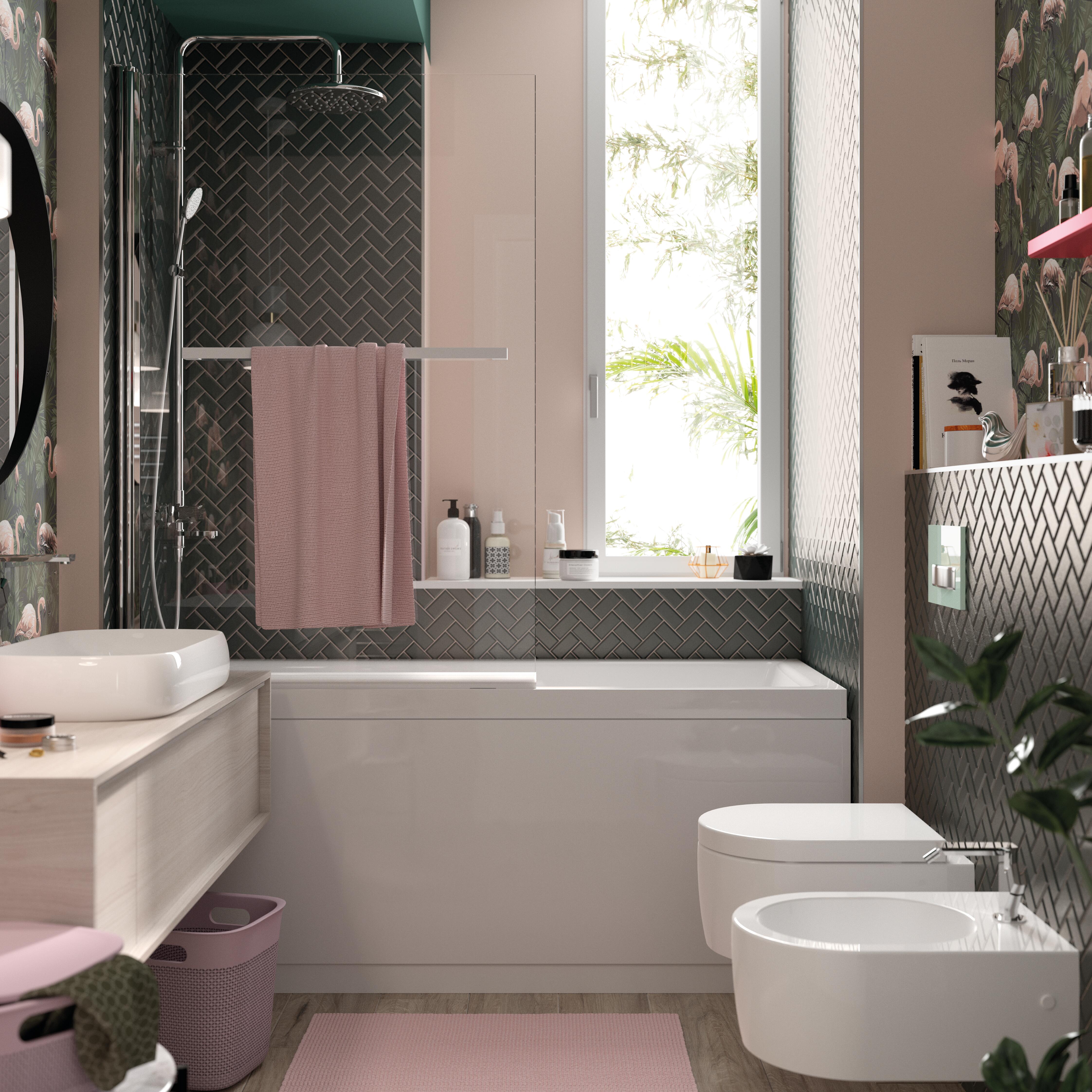 Mosaico in porcellana Metro Chevron verde lucido L 34 x L 31cm x Sp. 6.5 mm - 11