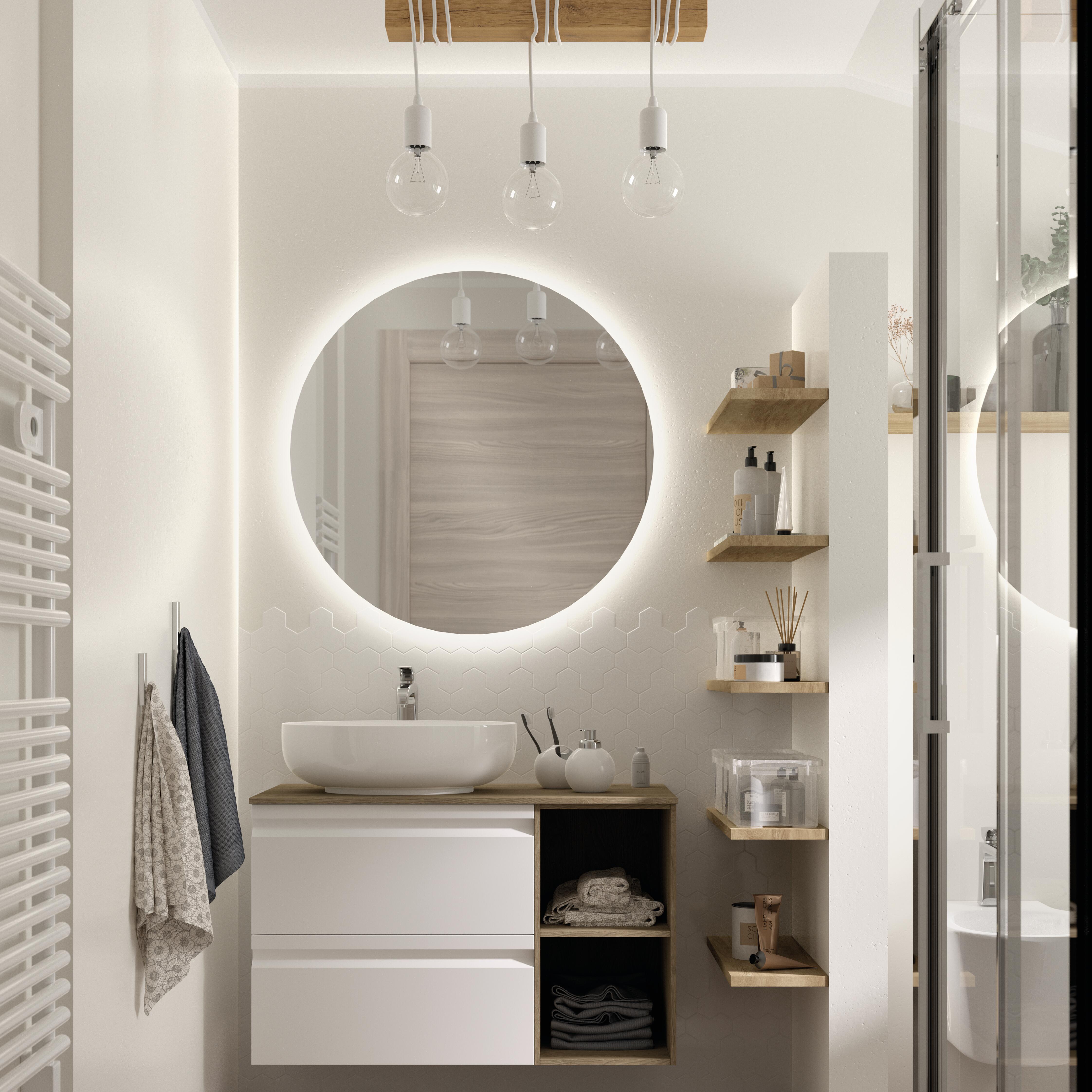 Specchio con illuminazione integrata bagno tondo H 85 x P 2.5 cm grigio / argento - 3