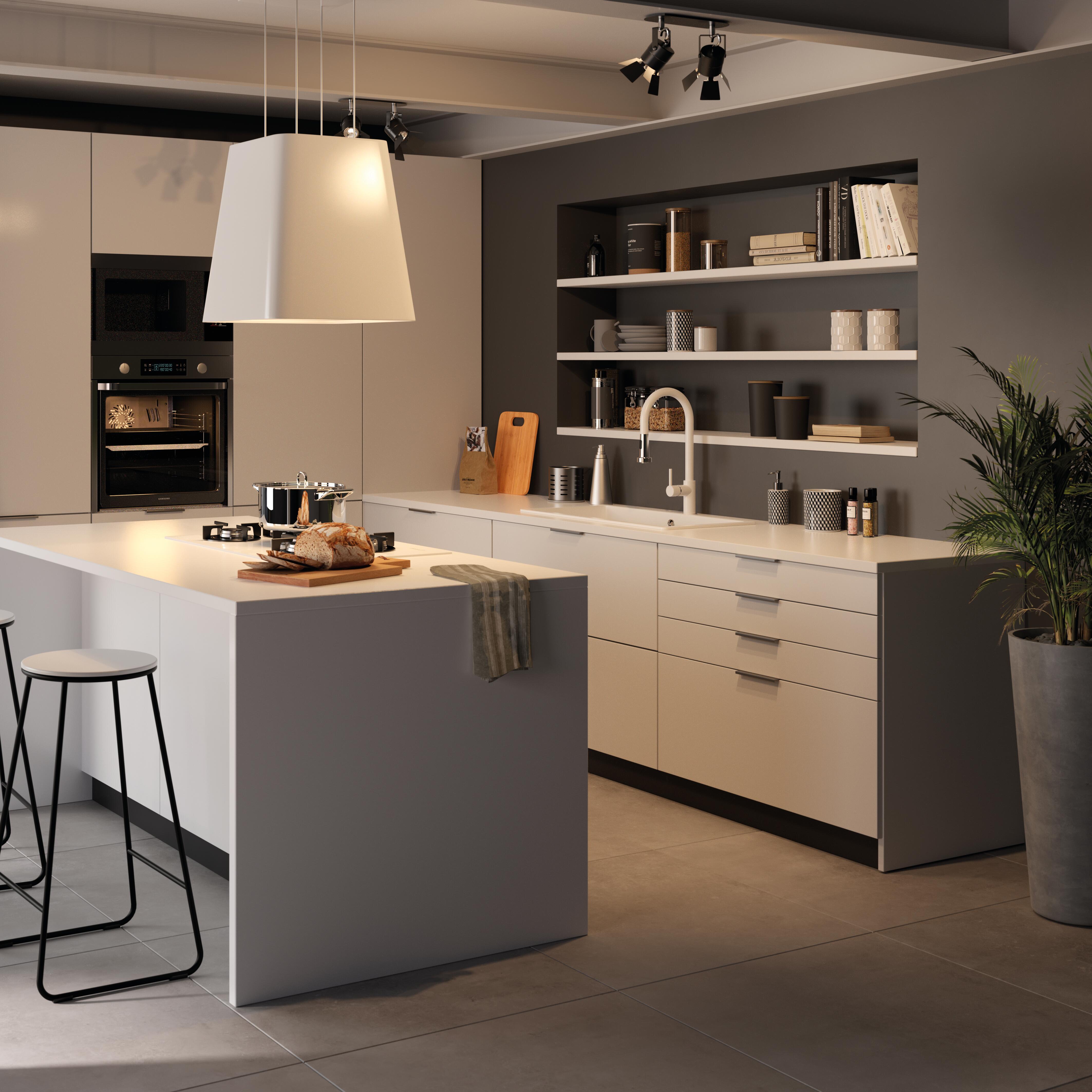 Rubinetto da cucina con doccetta a collo di cigno Aquaalto bianco verniciato opaco SCHOCK - 2