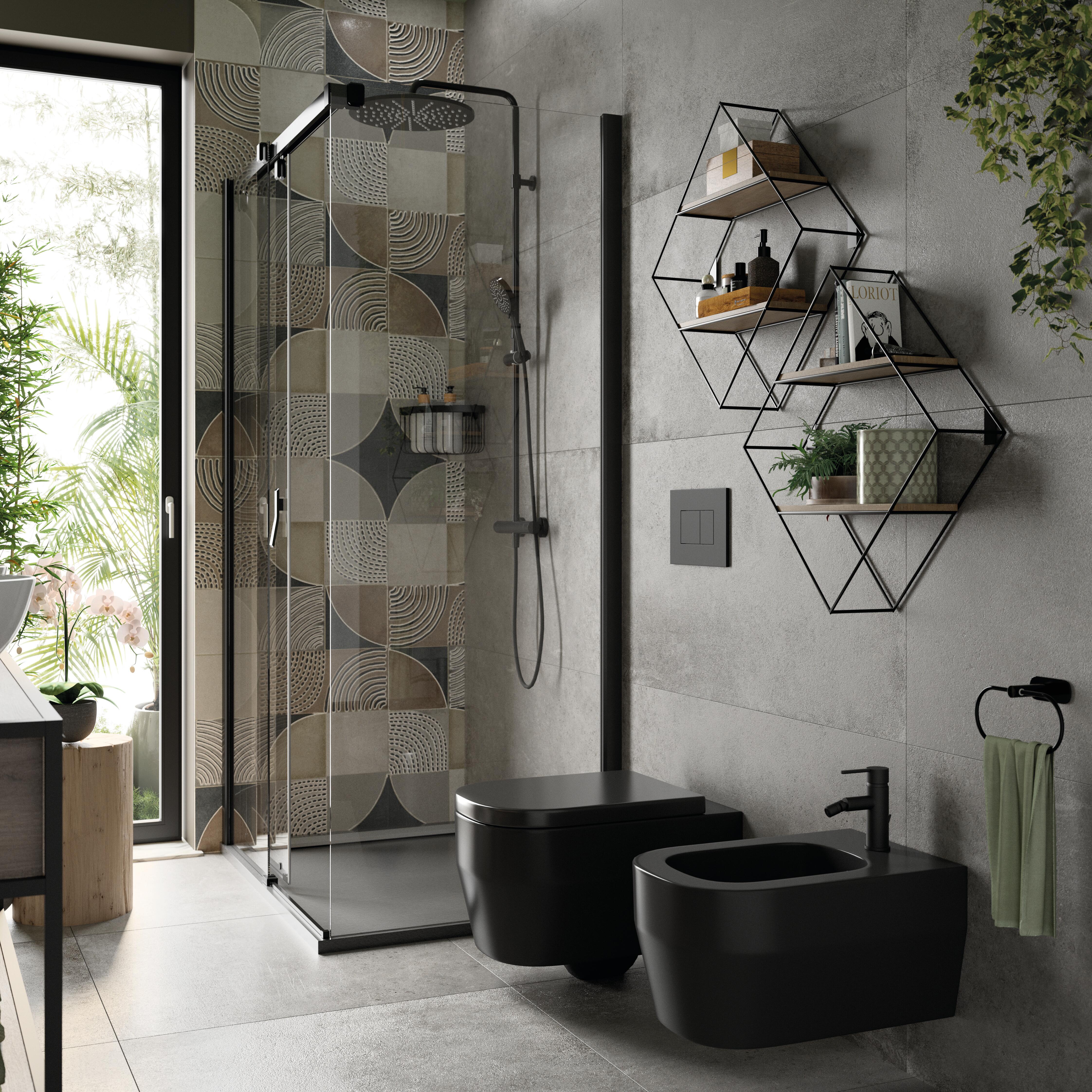 Porta doccia scorrevole Neo, L 116.6-119.6 cm x H 200 cm x SP 8 mm, profilo nero - 3