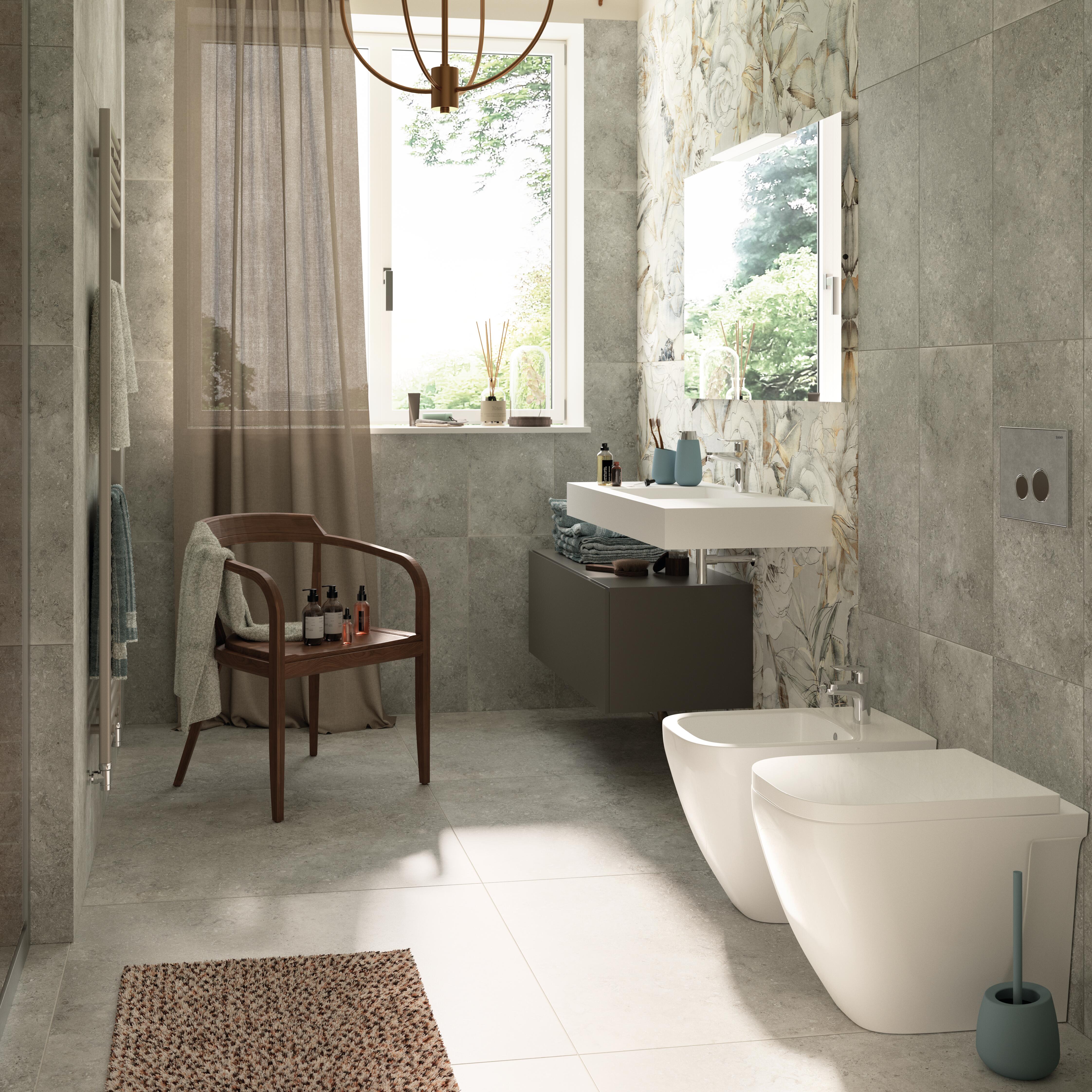 Piastrella da pavimento e rivestimento interno 61 x 122.2 cm Sp. 9 mm rettificato Universal Mirabel in gres porcellanato bianco e beige e grigio opaco traffico medio (pei 2/5) R9 1.49 mq - 2