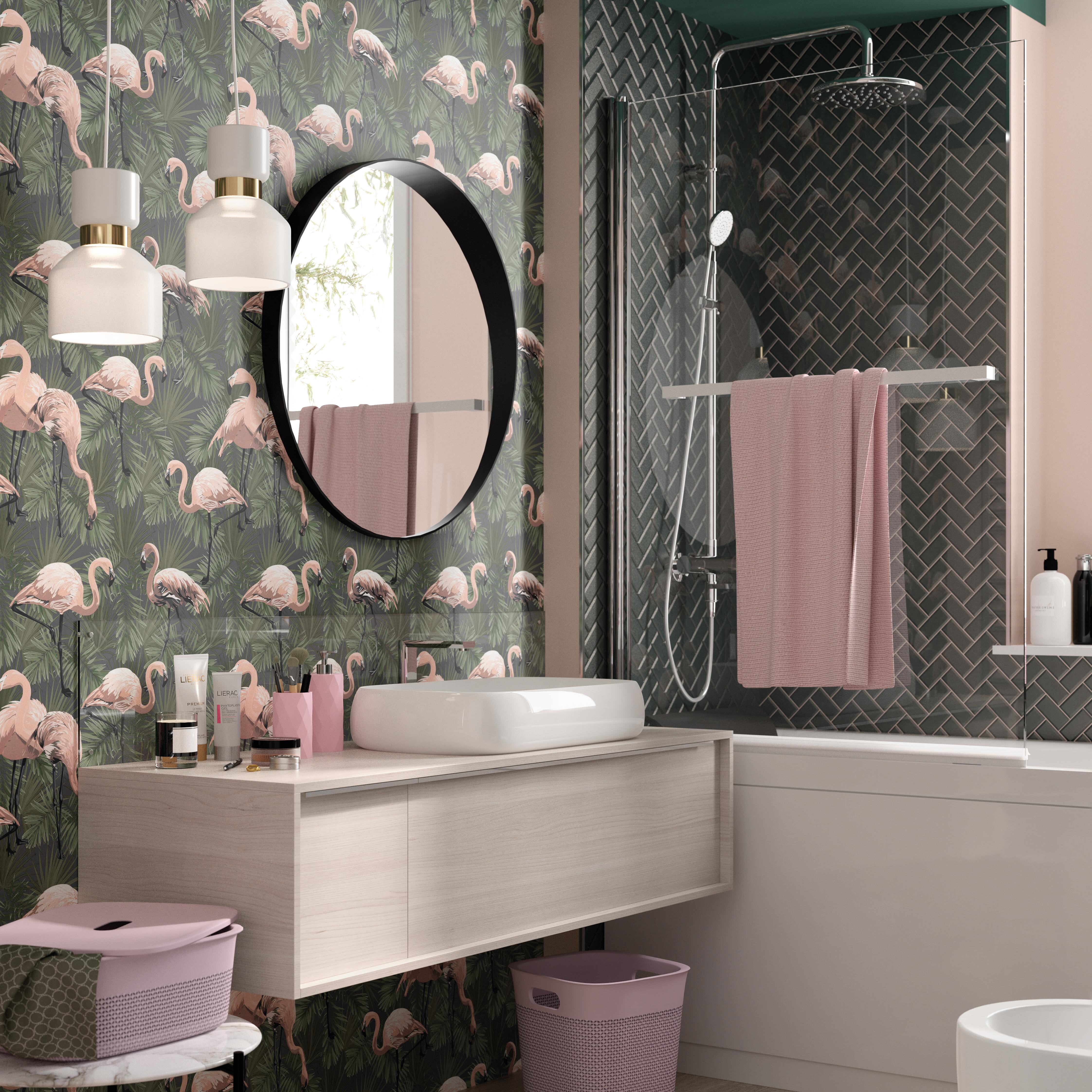 Mosaico in porcellana Metro Chevron verde lucido L 34 x L 31cm x Sp. 6.5 mm - 10