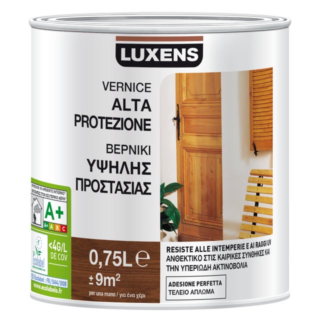 Vernice per legno da esterno LUXENS Alta Protezione noce chiaro lucido 0.75 lt