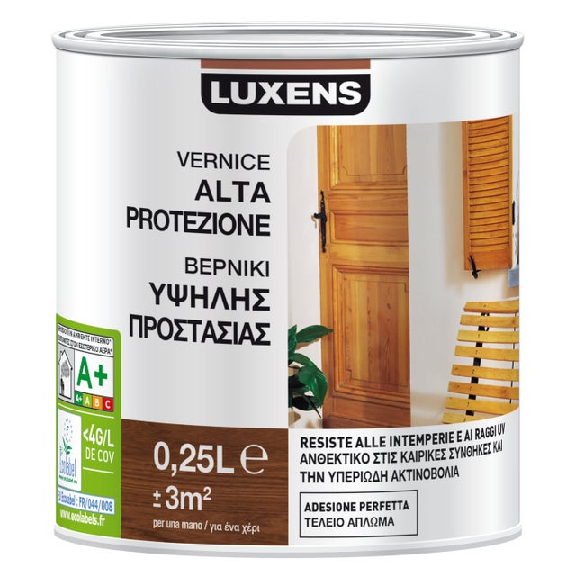 Vernice per legno da esterno LUXENS Alta Protezione noce chiaro satinato 0.25 lt