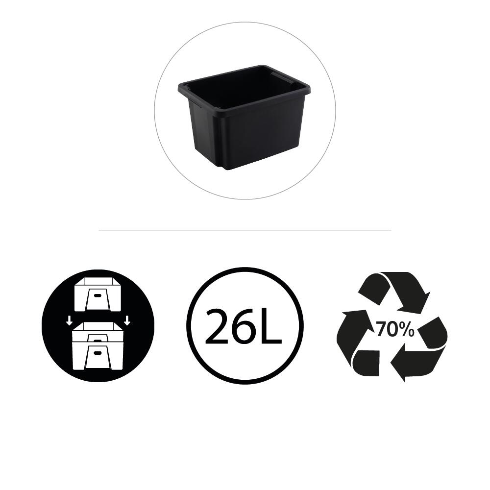 Caja de almacenamiento negra capacidad de 26 L medidas 43x26x34 cm - 3