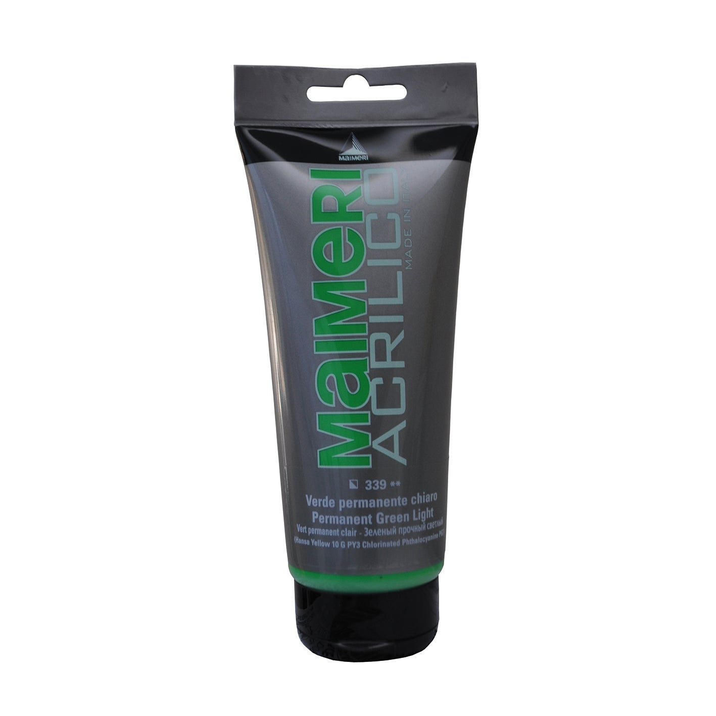 Maimeri Acrilico 200 Ml – Colore Verde Chiaro Permanente, Tubo Da 200 Ml, Alta Qualità