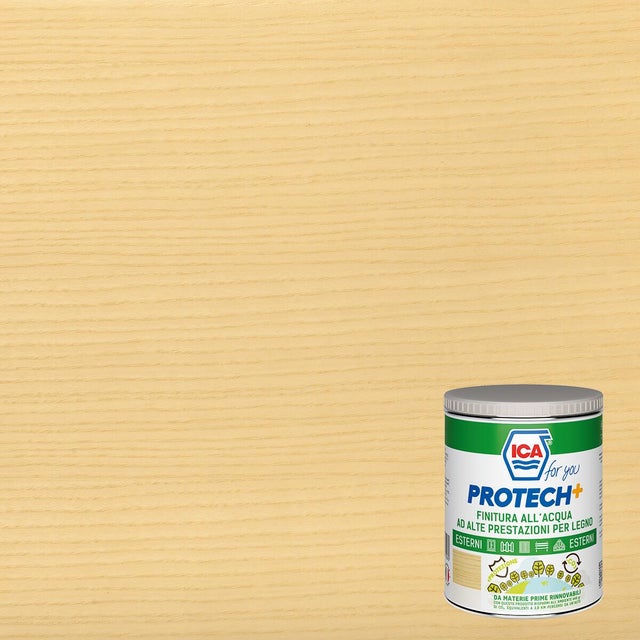 Vernice per legno da esterno a base acqua ICA FOR YOU PROTECH+ incolore semi-lucido 0.75 lt, 14 anni di protezione.