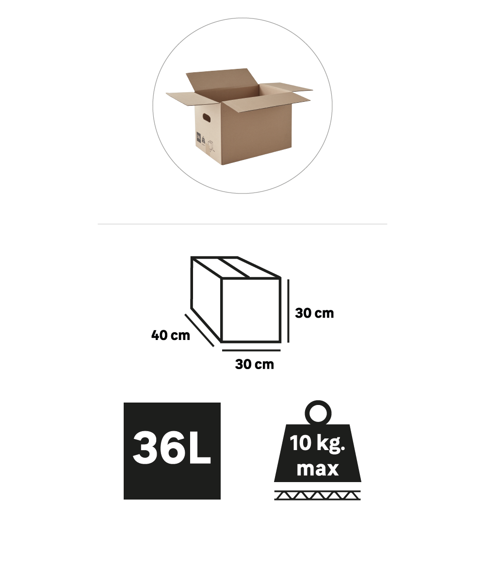 Caixa de mudança cartão 40 x 30 x 30 cm 36L - 9