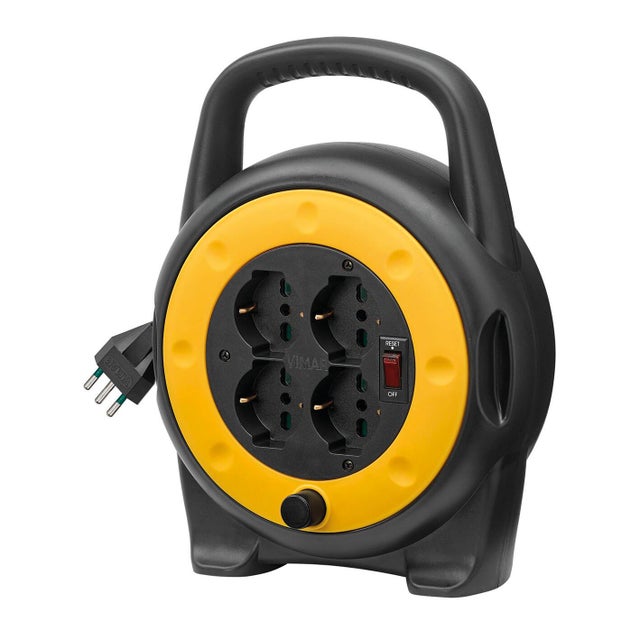 Avvolgicavo VIMAR 5m cavo H05VV-F 3G1 mm² 4 prese, presa universale schuko 2P+T spina Schuko per uso domestico
