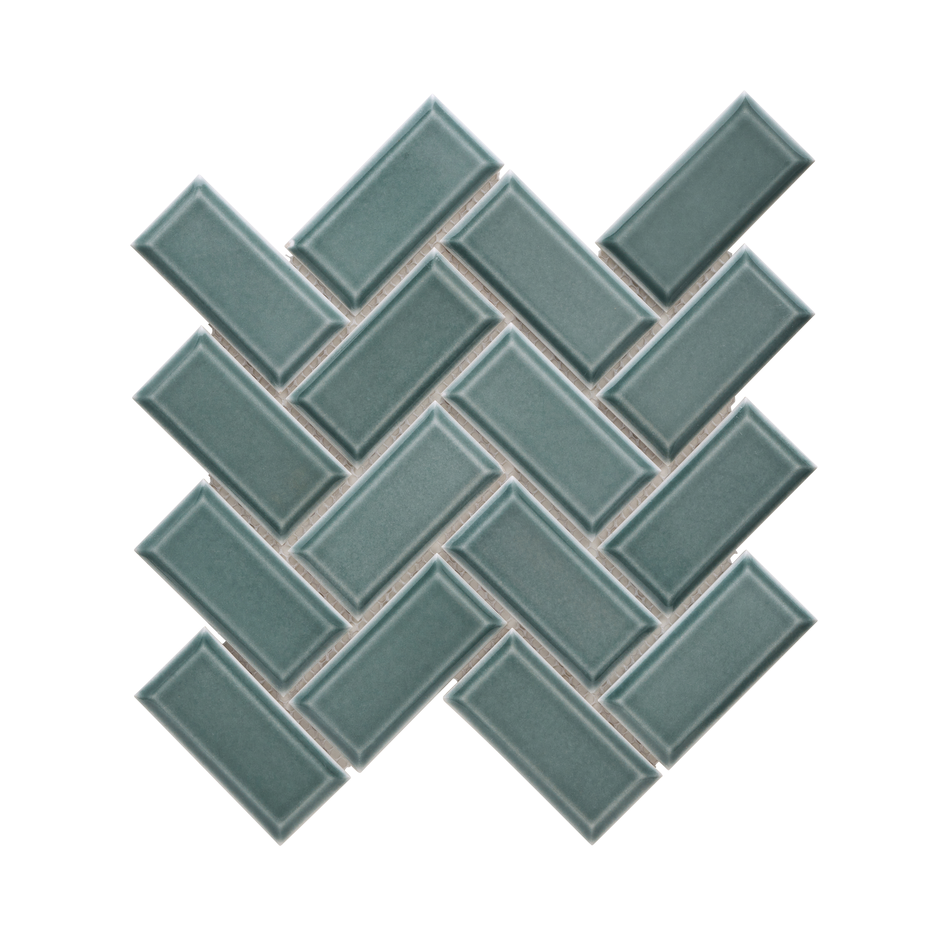 Mosaico in porcellana Metro Chevron verde lucido L 34 x L 31cm x Sp. 6.5 mm - 15