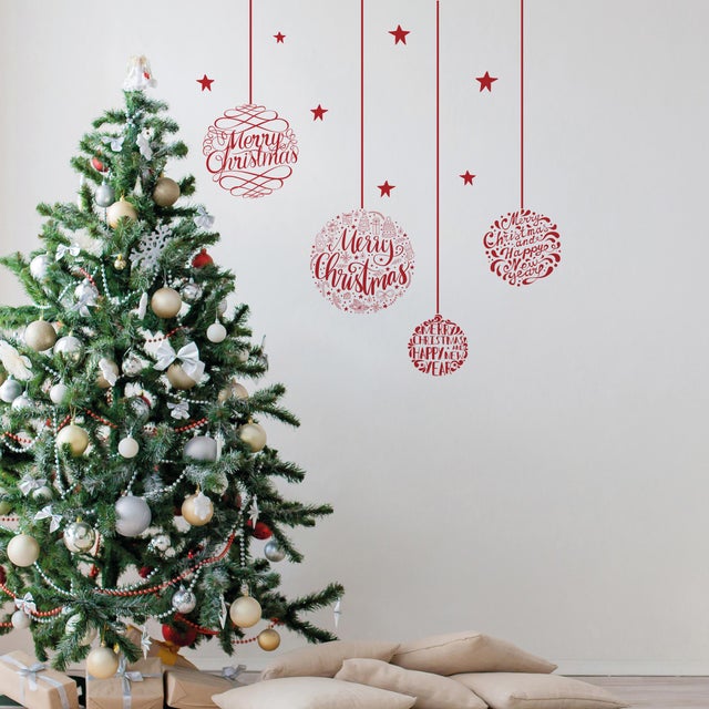 Sticker Sfere di Natale 22x67 cm multicolore