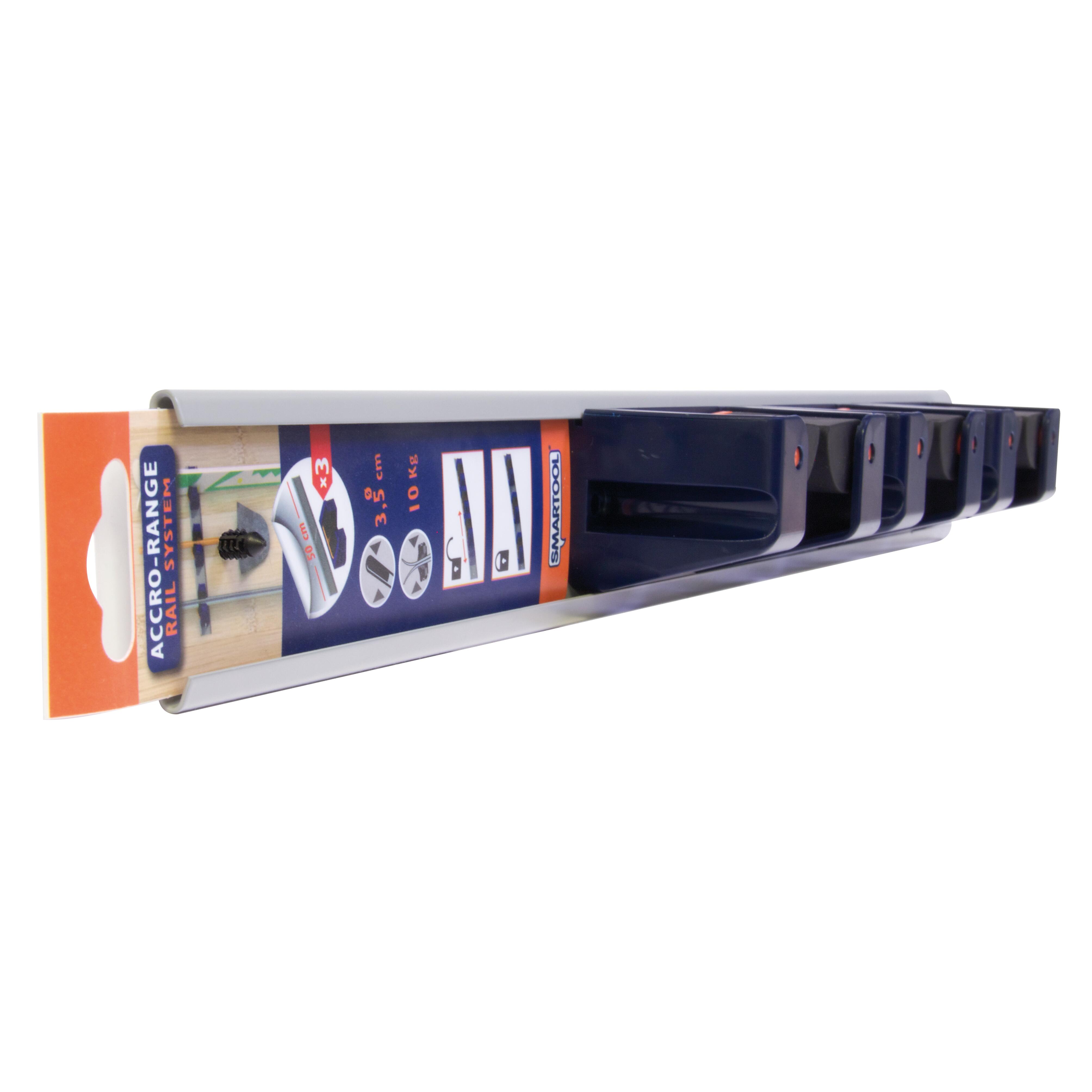 Fissaggio adesivo porta attrezzi X3 in pvc  arancione 3 ganci H5.5 X L53 mm  portata max 10 Kg - 3