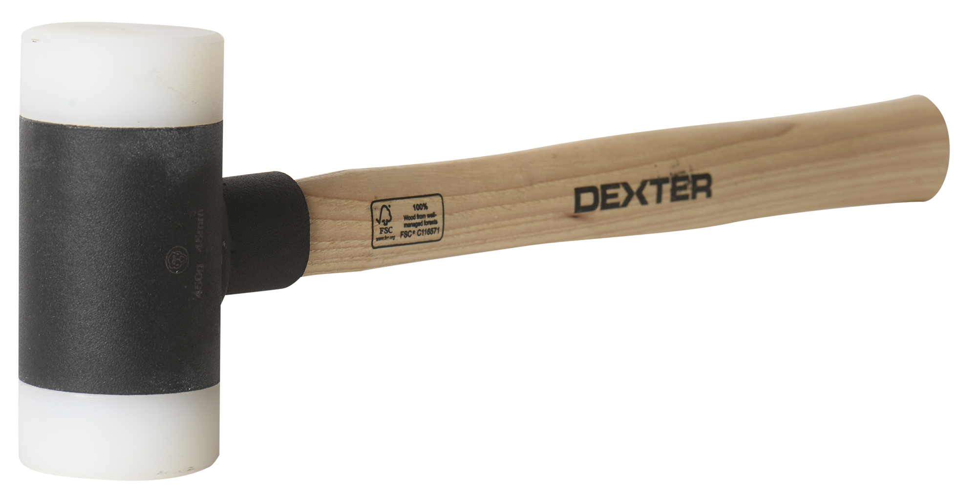 Młotek gumowy dwustronny  czarno biały 450 g Dexter - 8