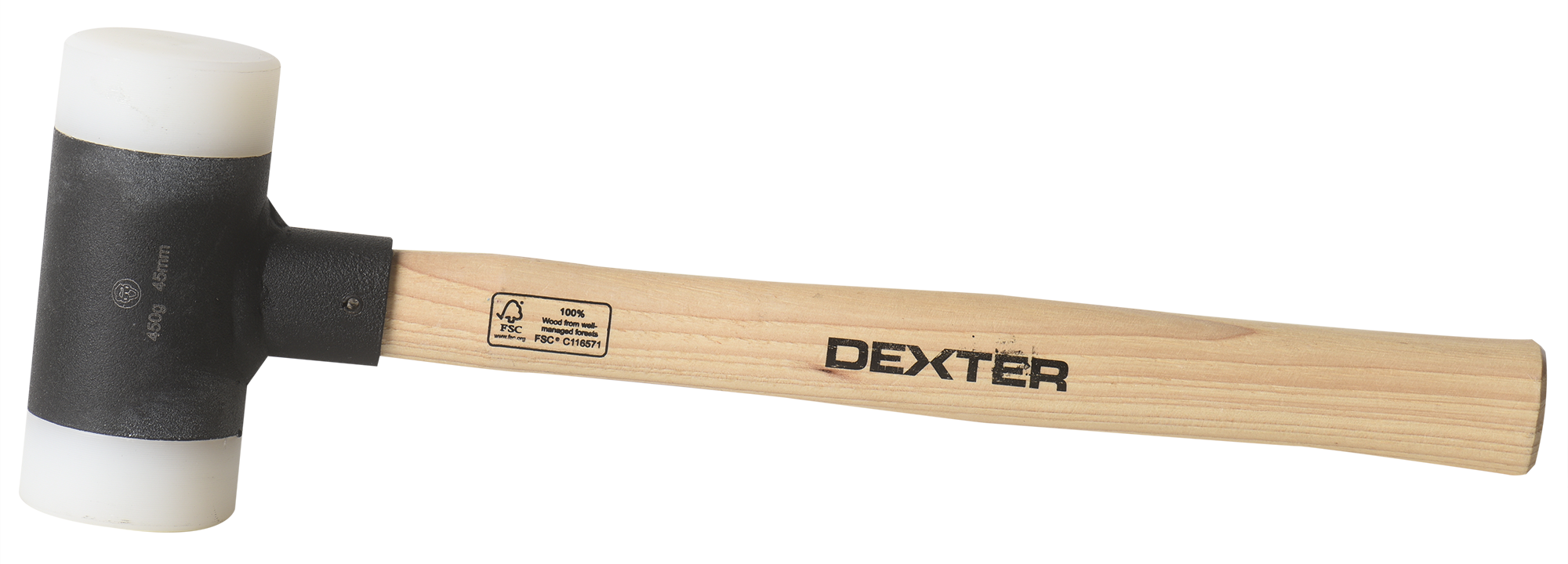 Młotek gumowy dwustronny  czarno biały 450 g Dexter - 5